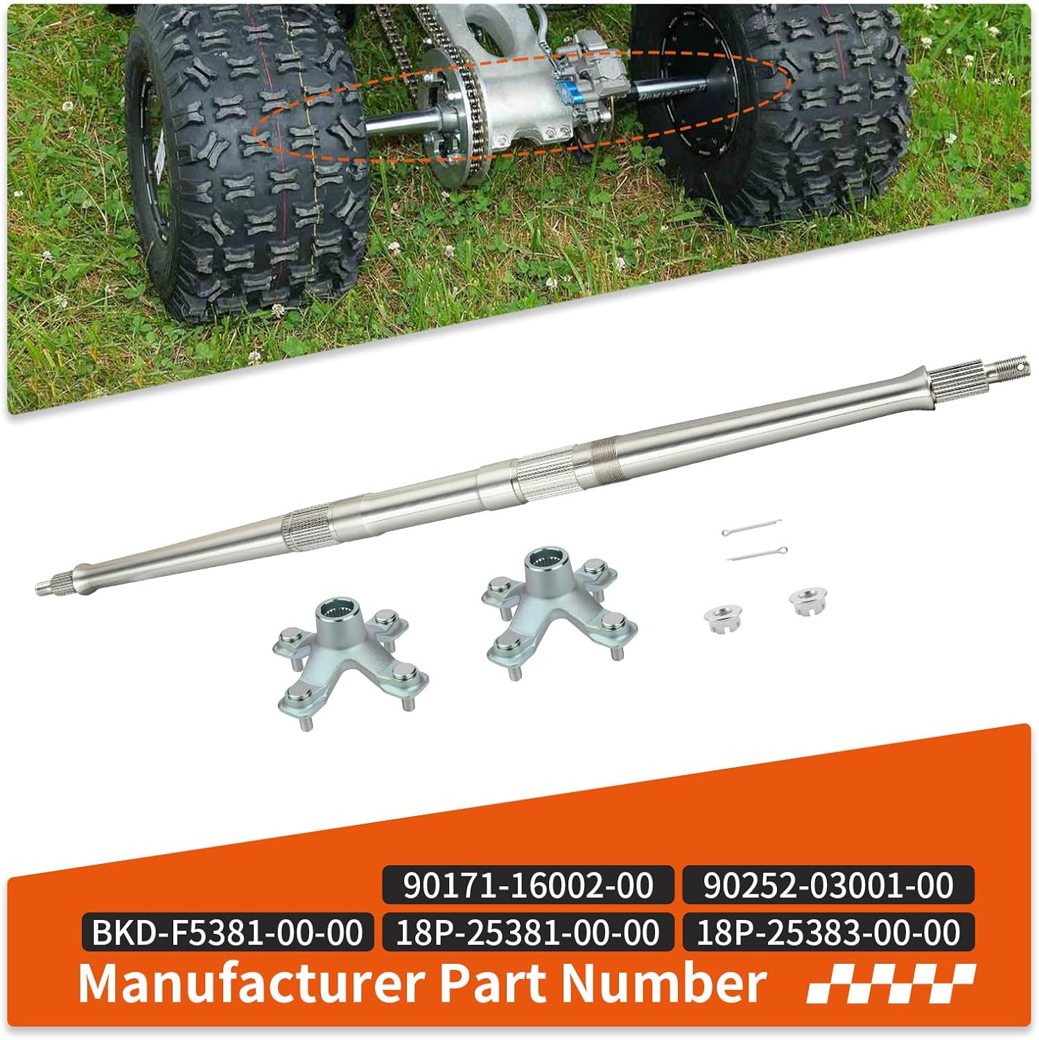 Rear Axle Shaft & Wheel Hub Collars For Yamaha YFZ450R 2009-2024 YFZ450 2017 18P-25381-00-00 18P-25383-00-00