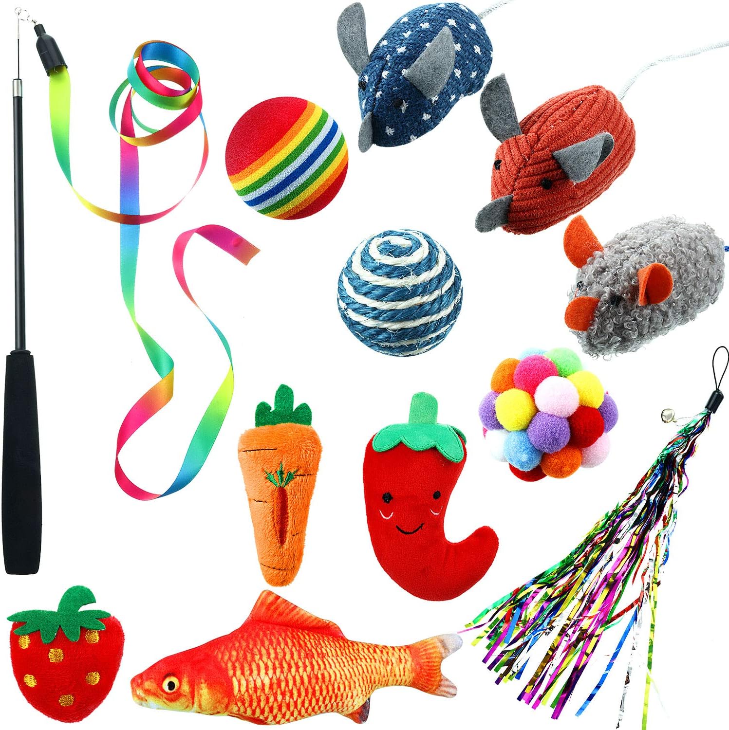 Sumind 13 Pieces Cat Toys Kitten Toys Assortments Include