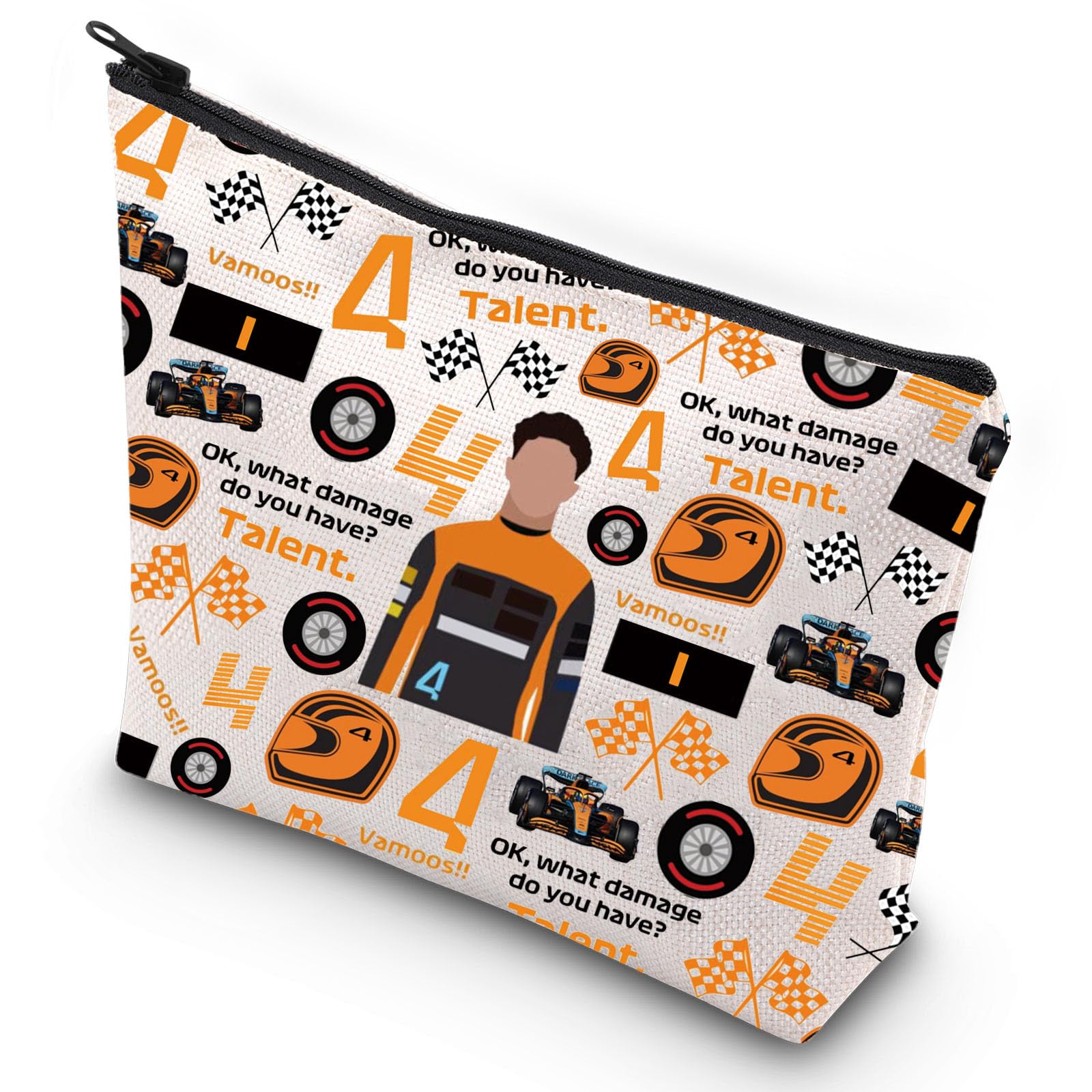 G2TUP Racing Fans Cosmetic Bag Race Game Gifts Ok What Damage Do You Have Talent Racing Zipper Pouch Bag Car Merchandise, Ok What Damage MG, Makeup Bag