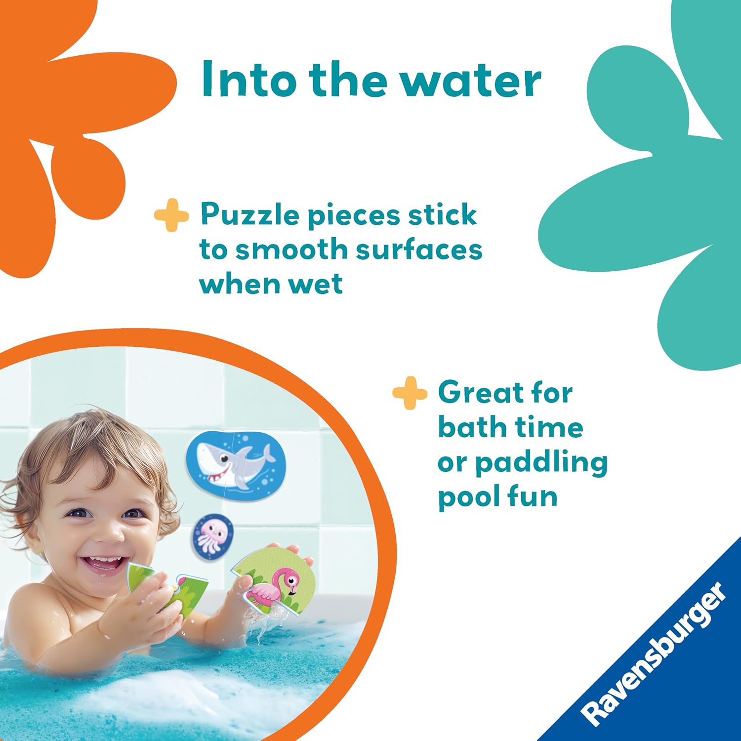 Ravensburger Play+ My First Bath Puzzles: Animals - Floating Toddler Puzzle Set for Bath Time Learning - Water Safe Foam Pieces - Early Development Toy for Ages 1–3