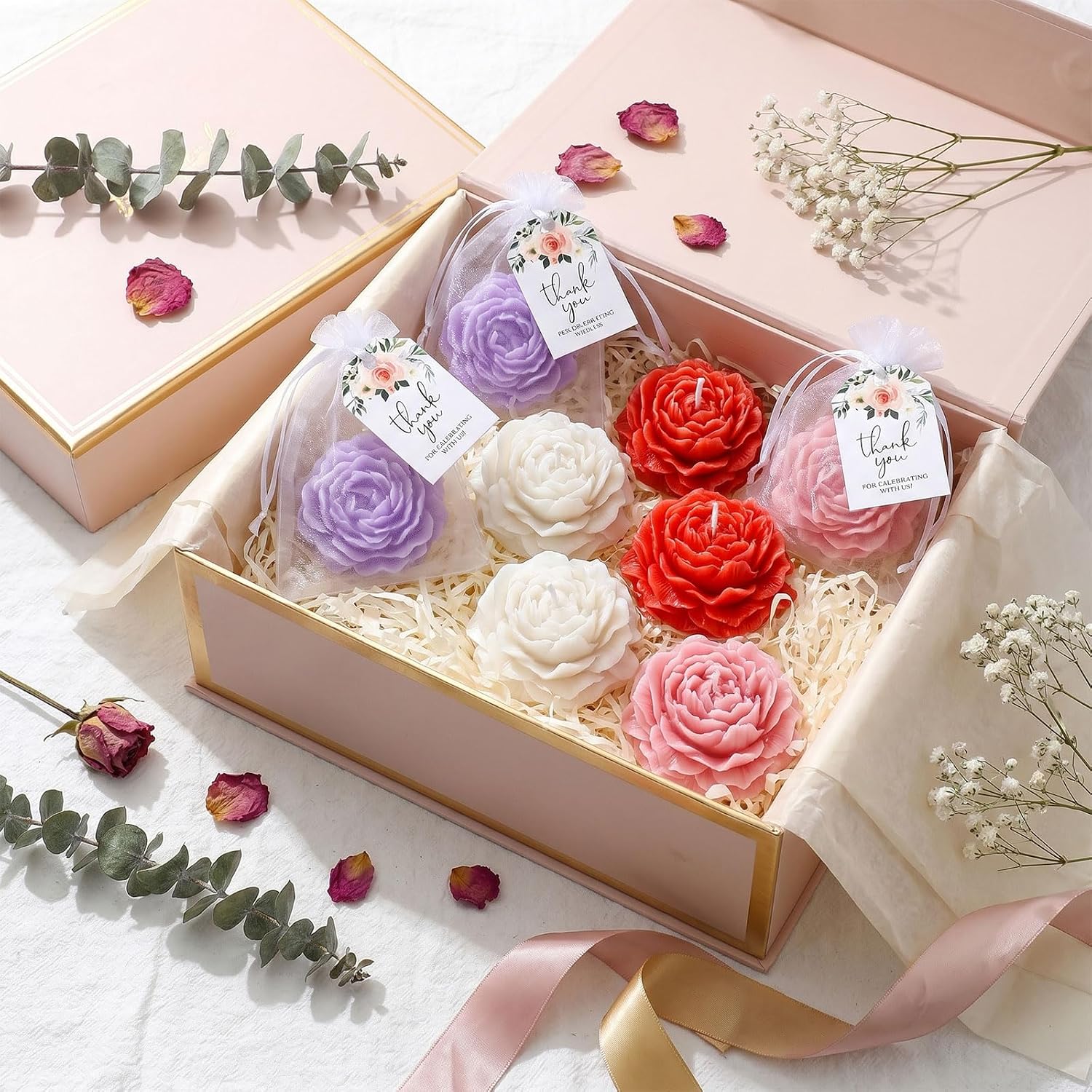 24 Set Flower Candles Wedding Favor for Guests Mini Rose Candles Tealight for Return Gift Bridal Shower Favors for Guests Recuerdos para Boda for Wedding Birthday Bridal Baby Shower Gifts
