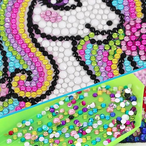 Miniatura 2 de Craftoy Kits de pintura de diamantes 5D para niños de 7.1 x 7.1 pulgadas, marco de madera, arte y manualidades para niños, calcomanías de gemas de