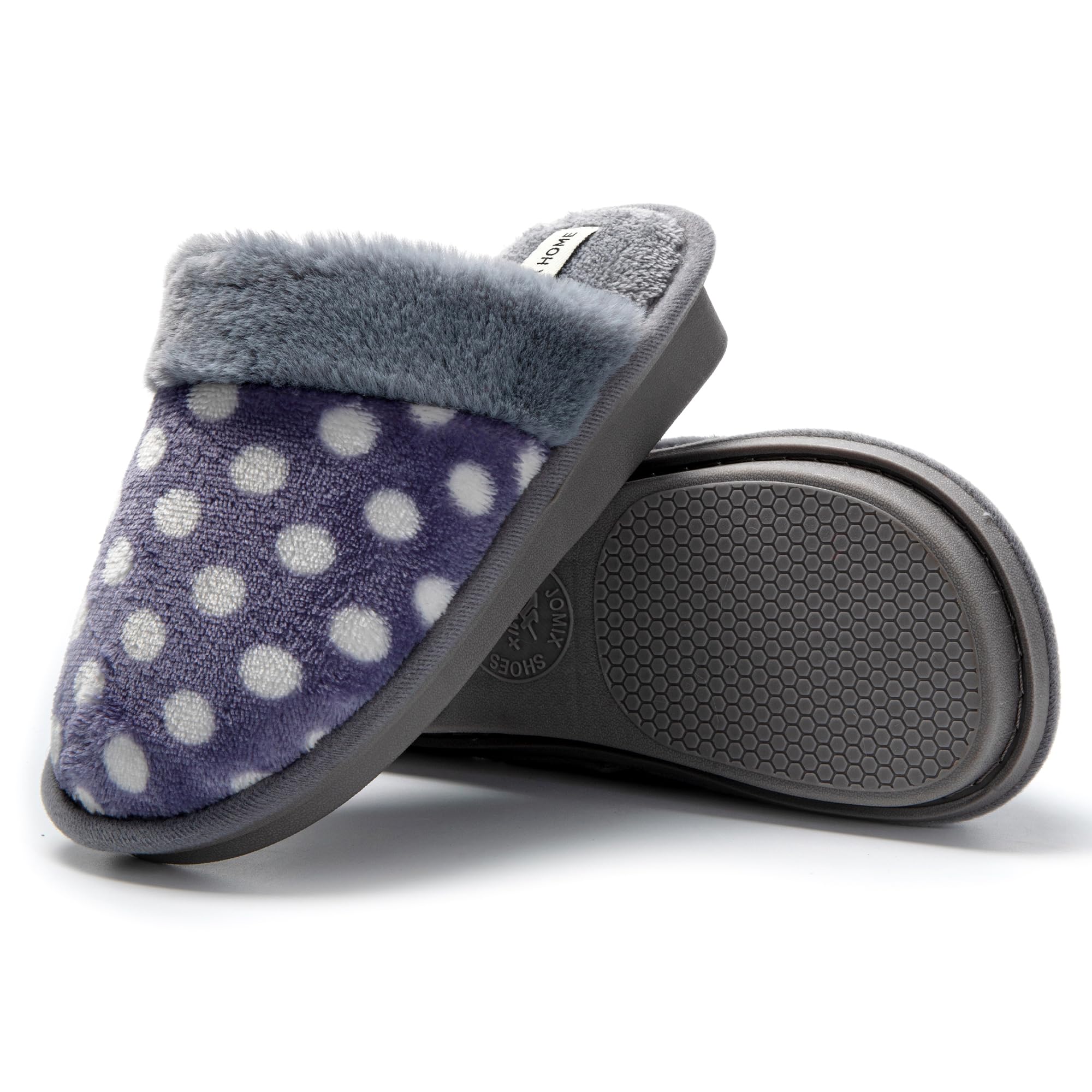 JOMIX Ciabatte Donna Invernali da Casa Pantofole Pelose Calde Flat Termiche Comode e Morbide MD9624 (Nero,36_37
