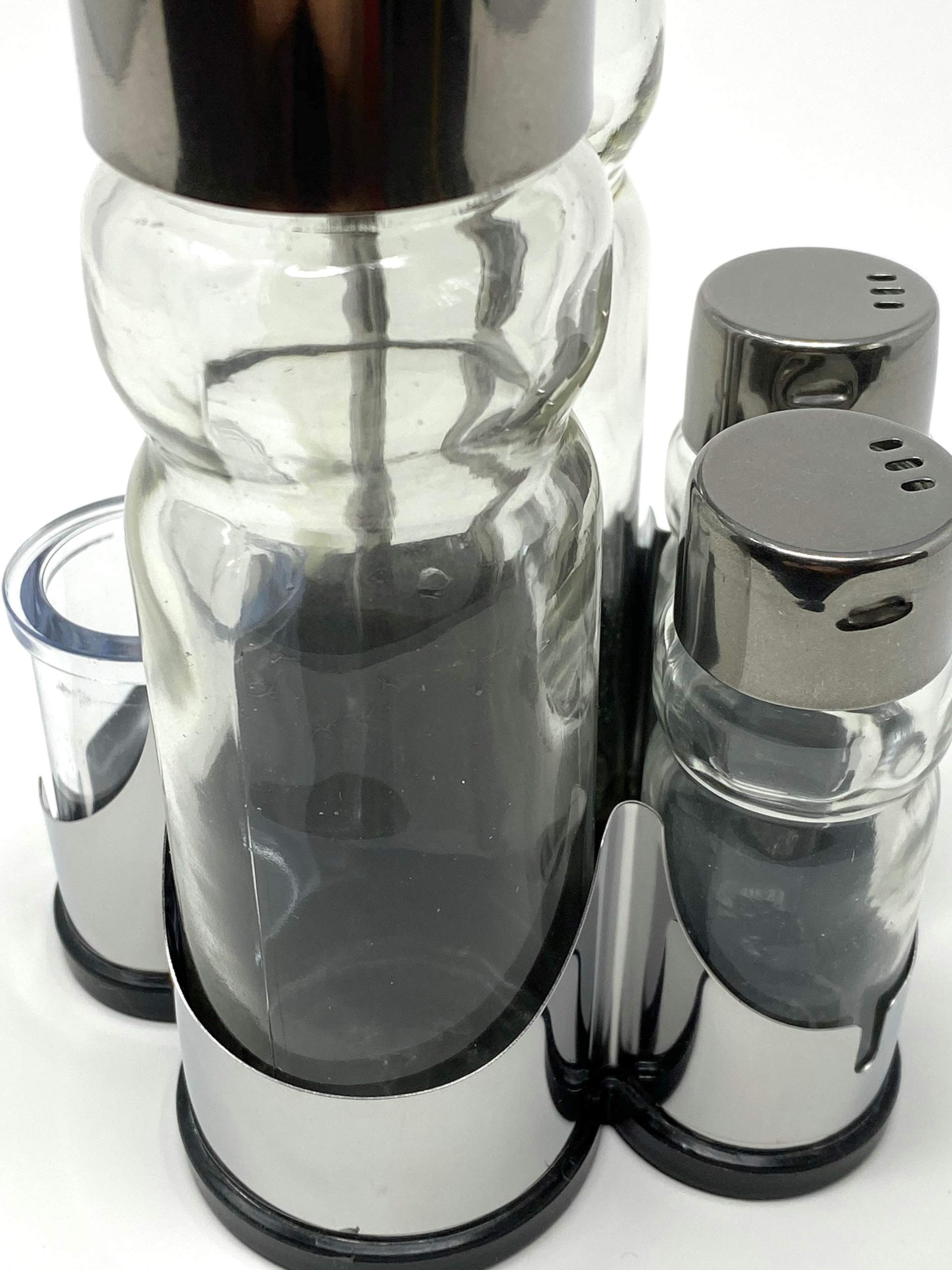 Alessi | 5070 - Design Specerijen Set voor olie, azijn, zout en peper in 18/10 roestvrij staal en kristallijn glas, zilver