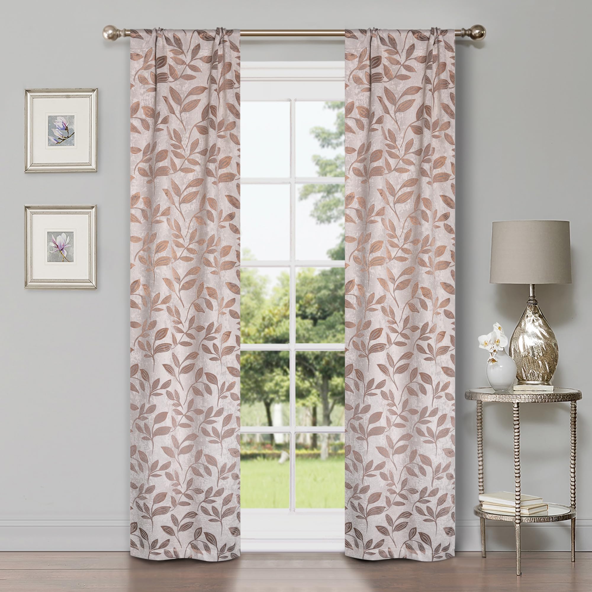Rideaux occultants thermiques chambre cuisine salon motif feuilles 66 x 213,4 cm