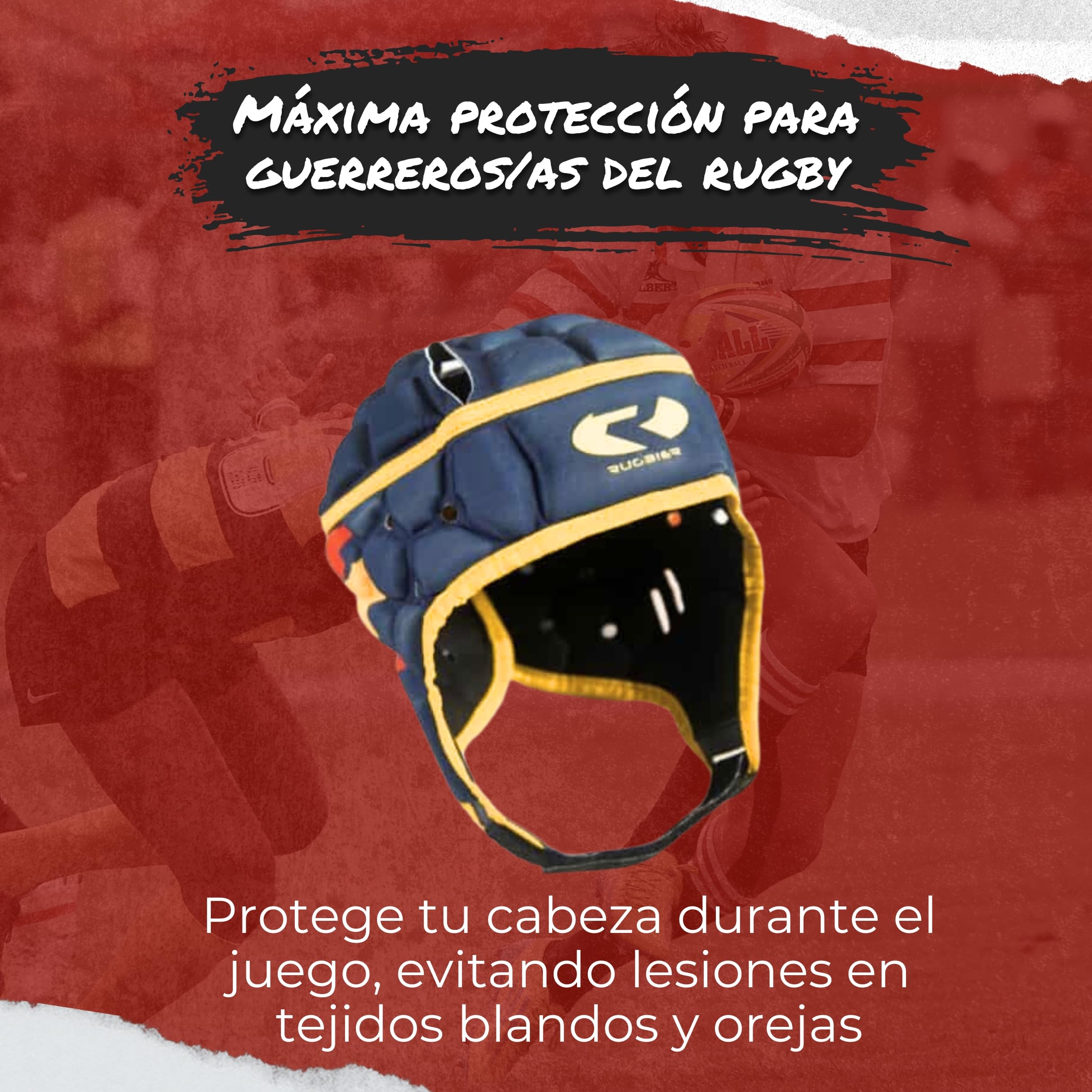 Casco de Rugby Profesional Air-Pro - Adultos y Jóvenes Unisex - Ajustable - Protector de Cabeza Acolchado - Modelo España Flag