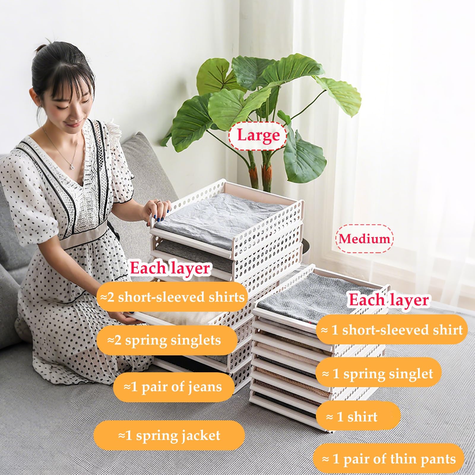 Półki organizera do szafy do układania w stos, oszczędzające miejsce kosze do przechowywania ubrań, rozwiązanie do organizacji szafy w sypialni