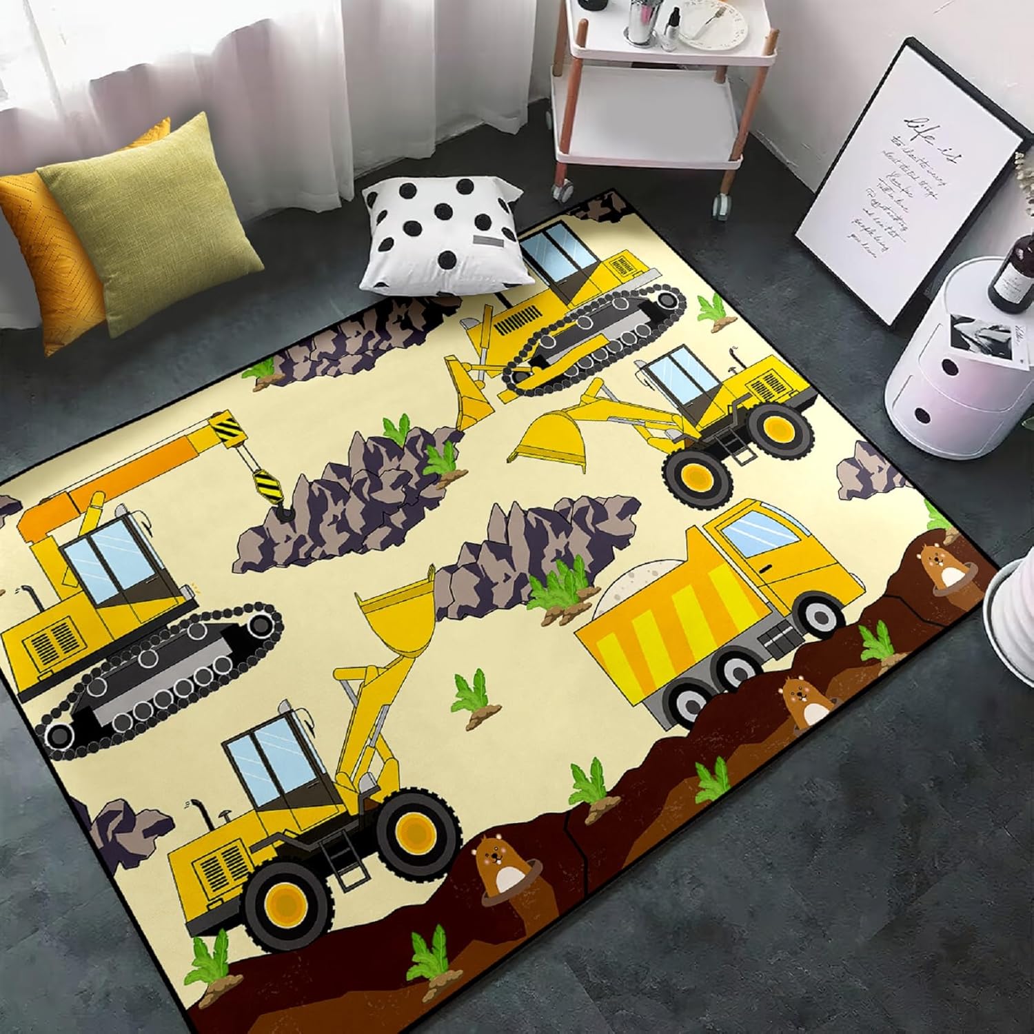 Construction Rugs for Boys Room Construction Play Rug Carpet Kids Car Area Rug for