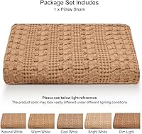 Vista 399 de PHF Fundas de almohada 100% algodón con tejido de gofre de 24 x 24 pulgadas, paquete de 2 fundas cuadradas para decoración elegante del hogar, sin