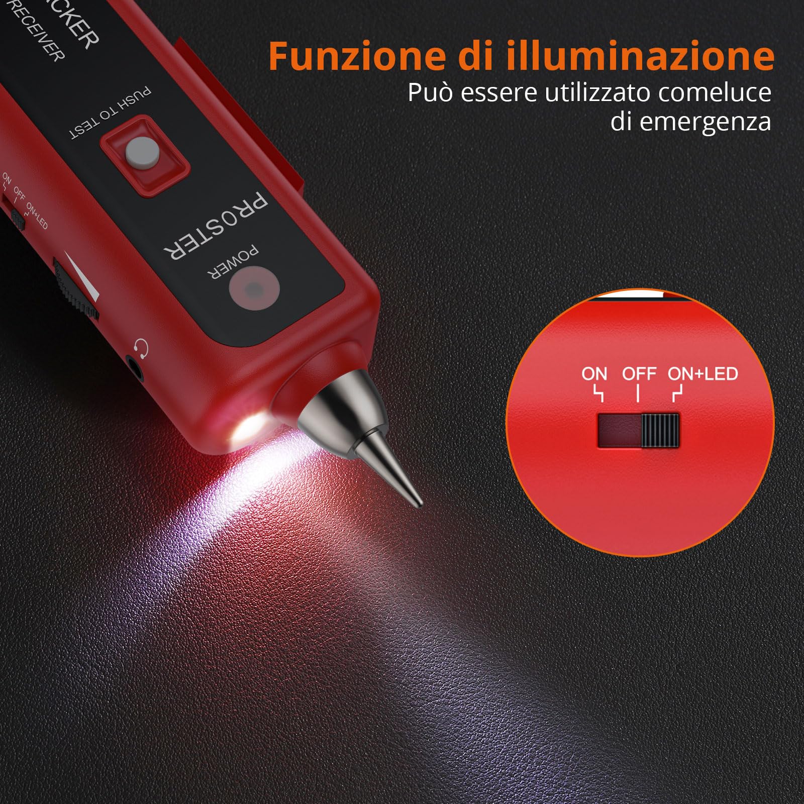 Proster Tester Cavo RJ45 RJ11 con Cuffie Tracciatore Tester Cavi Rete LAN Cavo RJ Portatile Localizzatore Cavo Cellulare Telefono Alta Sensibilità per LAN Ethernet BNC RJ45 RJ11-Rosso