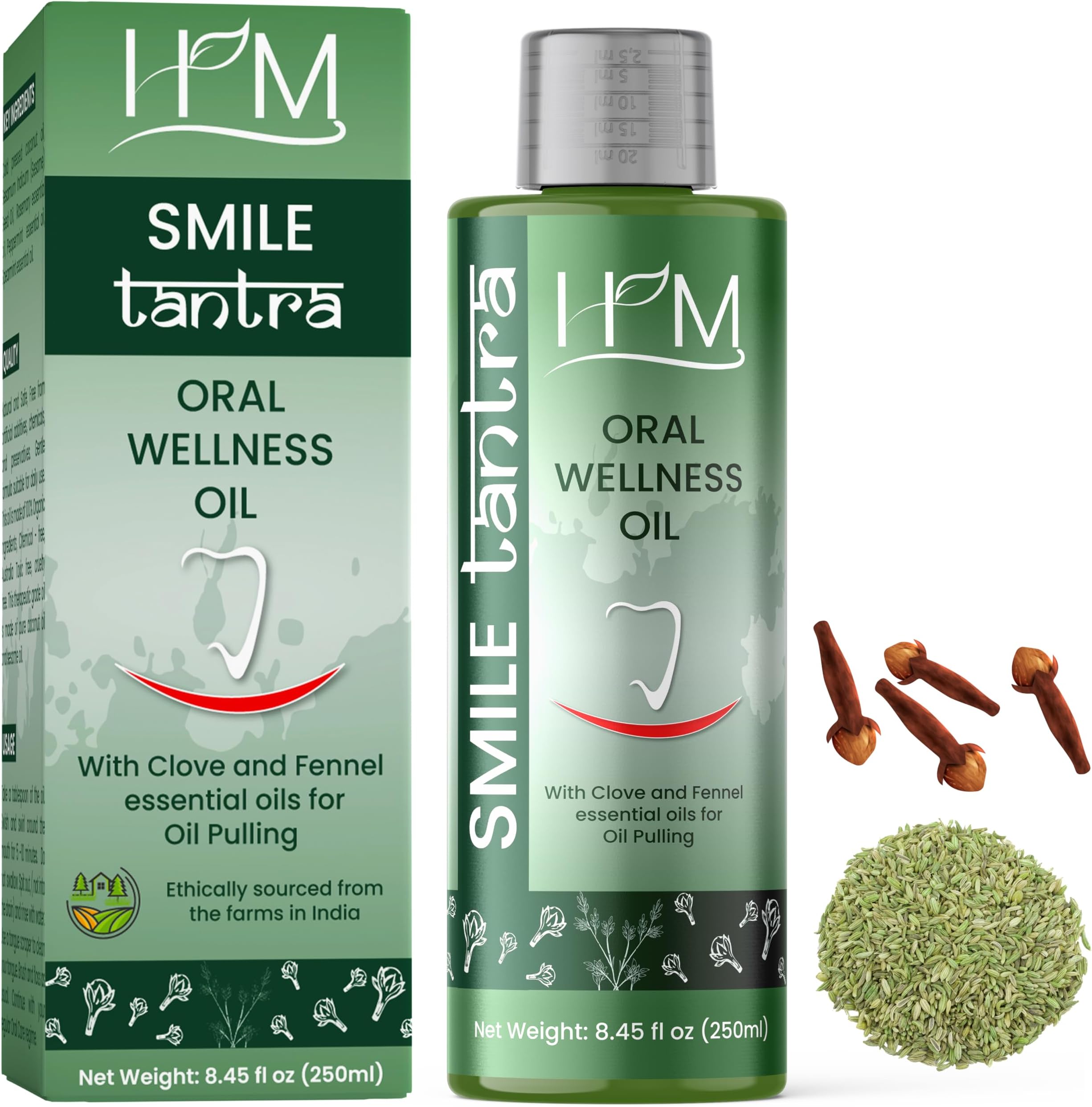 Smile Tantra Oil Pulling with Clove & Fennel Essential Oils for Oral Health, Healthy Teeth & Gums, Alcohol Free Mouthwash, Teeth Whitening, for Dry Mouth, Bad Breath & Freshens Mouth- 8.45 FL Oz