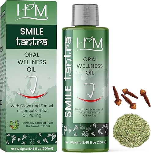 Aceite Tantra Smile para jalar con clavo e hinojo aceites esenciales para la salud bucal, dientes y encías saludables, enjuague bucal sin alcohol,