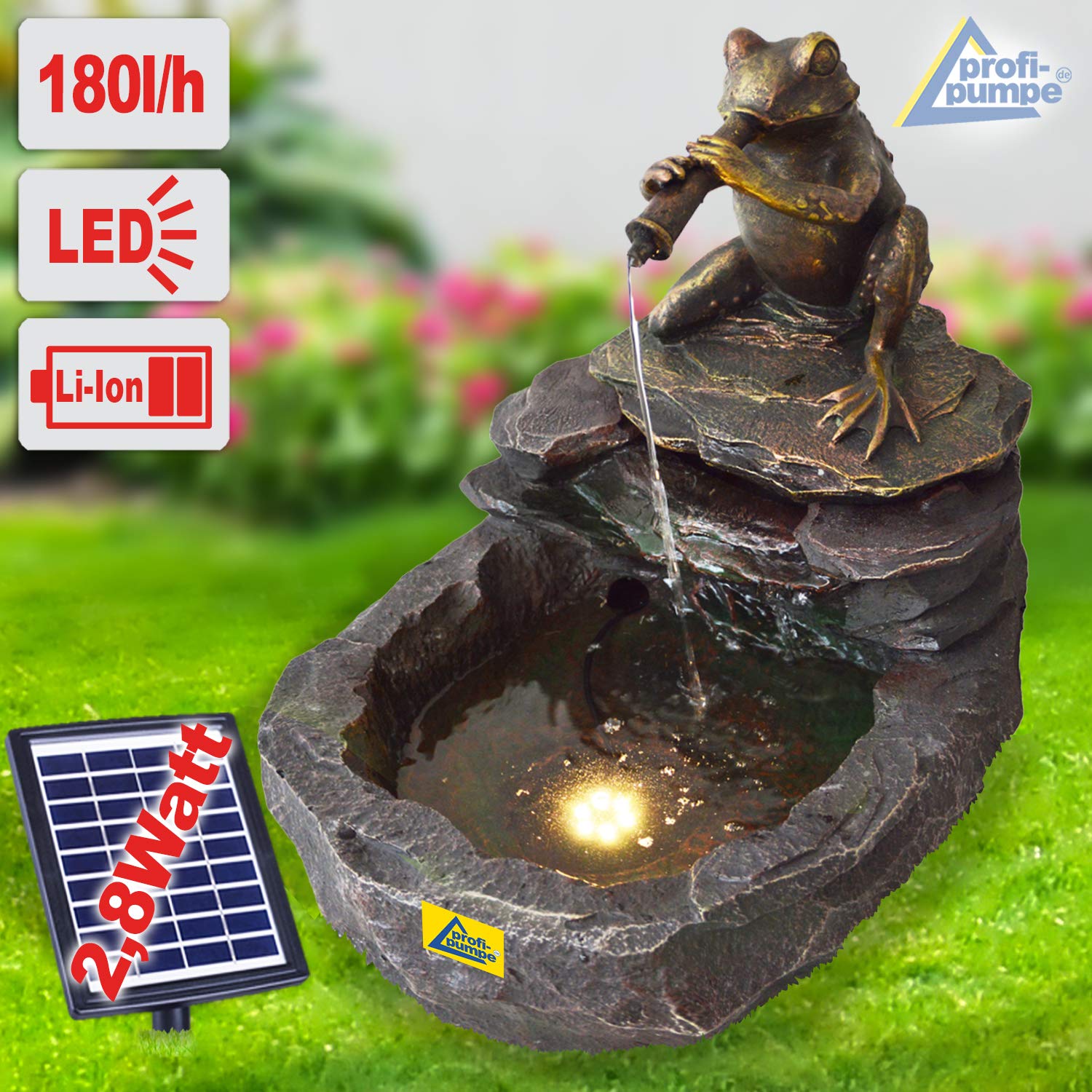 Fontana da giardino a energia solare, fontana decorativa a cascata, lampada da giardino, pompa per laghetto, per terrazze, balconi