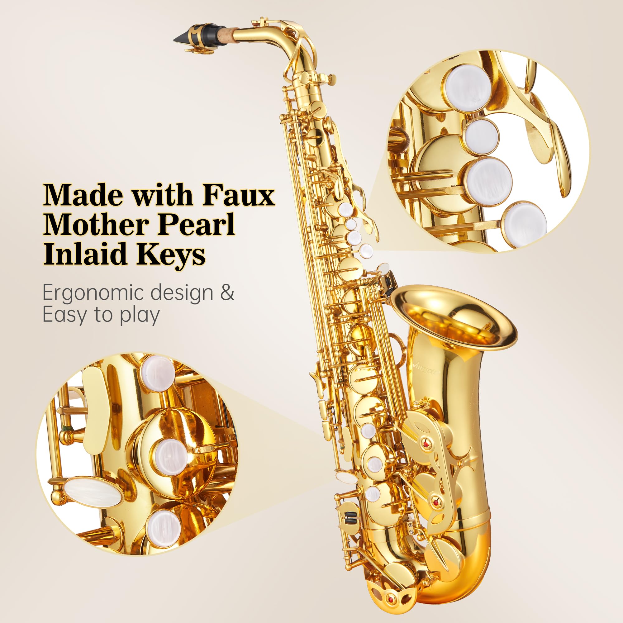 Amazon.com: Eb Alto Saxophone Brass Sax with Electroplated Gold