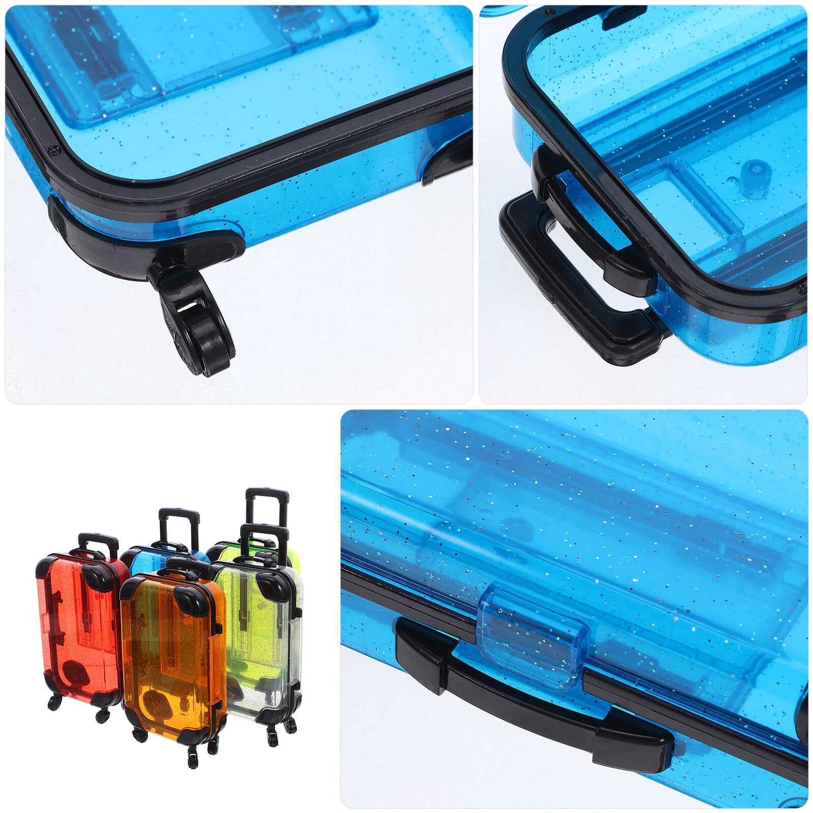 SOIMISS Set da Viaggio 5 Pezzi per con Valigia Giocattolo Mini Trolley con Ruote Girevoli e Maniglia Carrello Giocattolo per per Giochi di Finzione e Gioco di Ruolo Adatto a Feste e