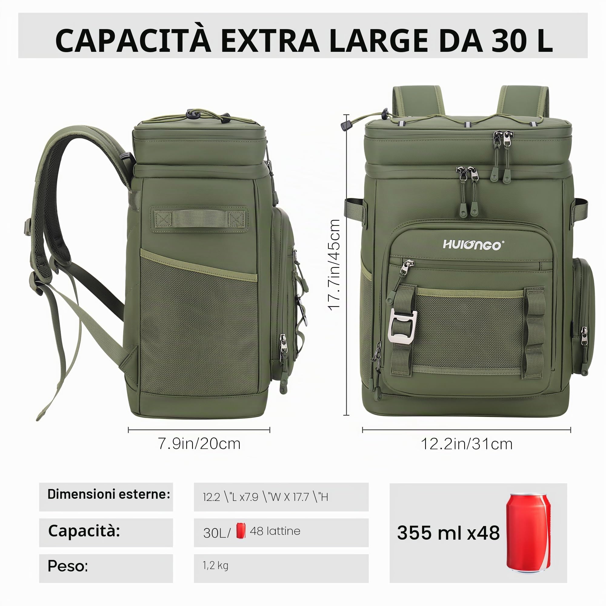 Hulongo Grande Refrigerante Isolato Impermeabile Portatile Borsa Termica a Prova di Perdite per Campeggio, Spiaggia, Pesca, Picnic, Viaggi