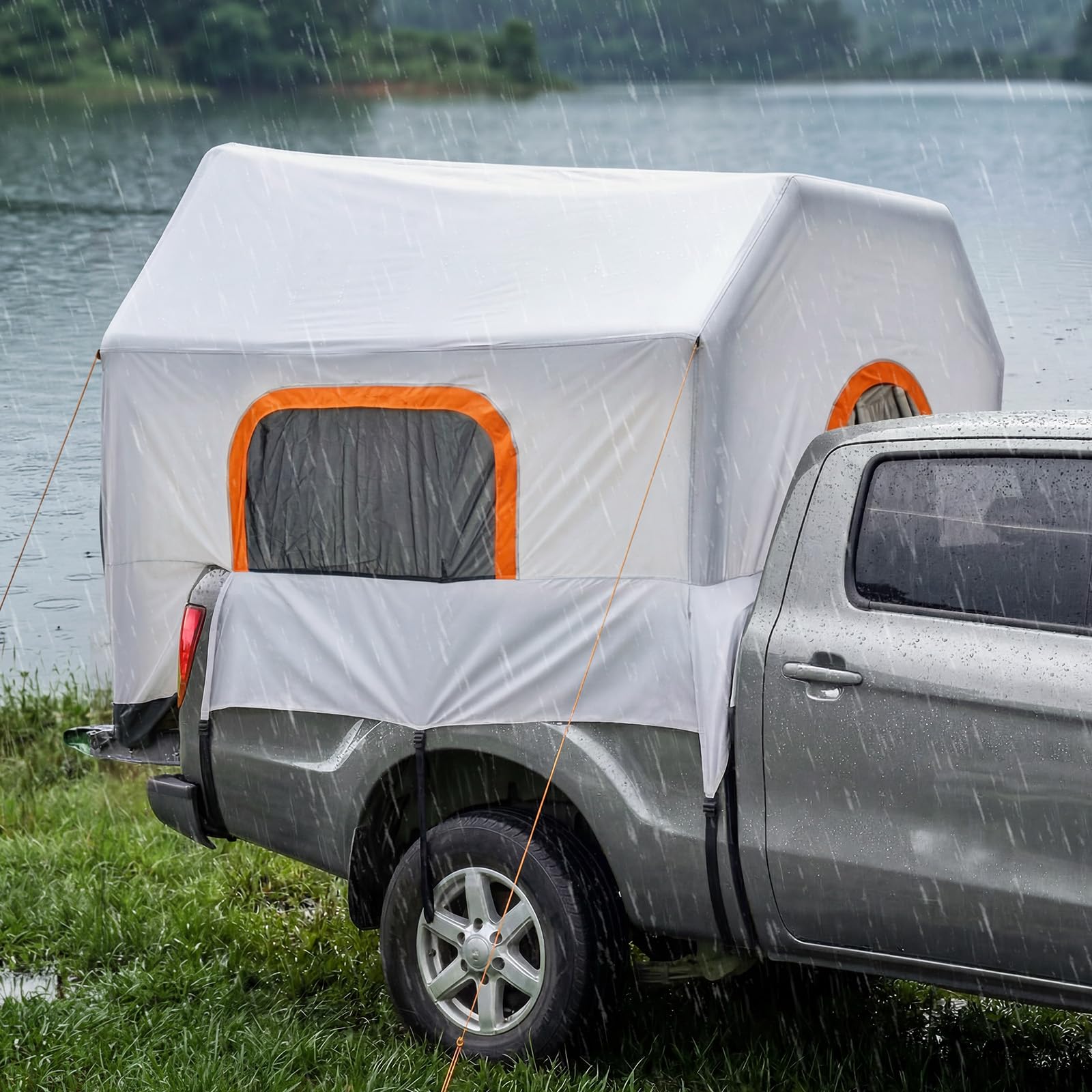 VEVOR Aufblasbares Campingzelt für Ladefläche 219 x 165 x 183 cm, Pickup Zelt Wasserdicht (PU2000 mm) mit Belüfteten Netzfenstern, ideal für Camping Wandern Outdoor-Aktivitäten inklusive Luftpumpe