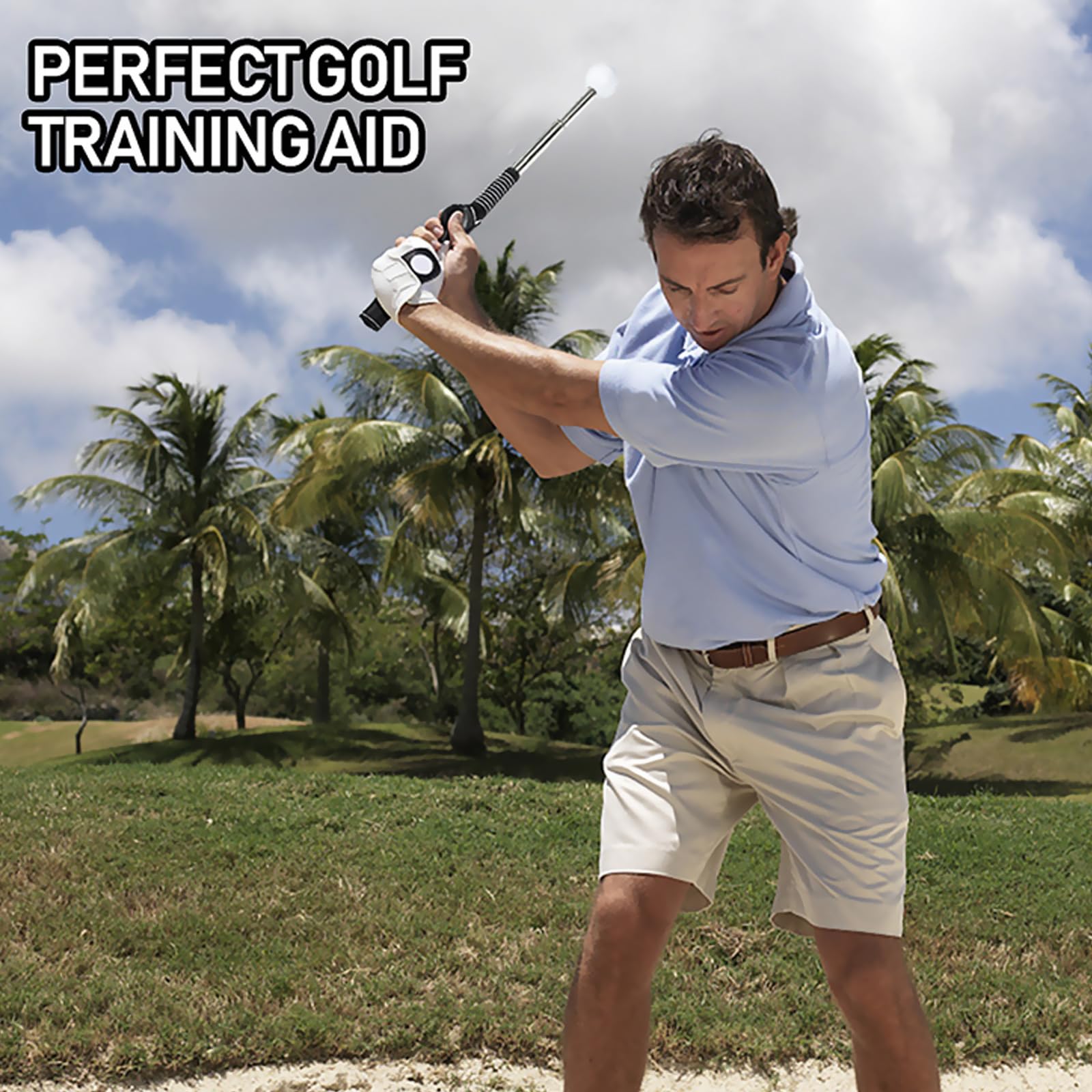 Ausili per L'Allenamento del Golf, Allenatore di Swing da Golf Bastone da Allenamento per La Forza Scalabile per Allenatore di Altalena da Golf Portatile 39-66 Cm Rimbalzo Automatico