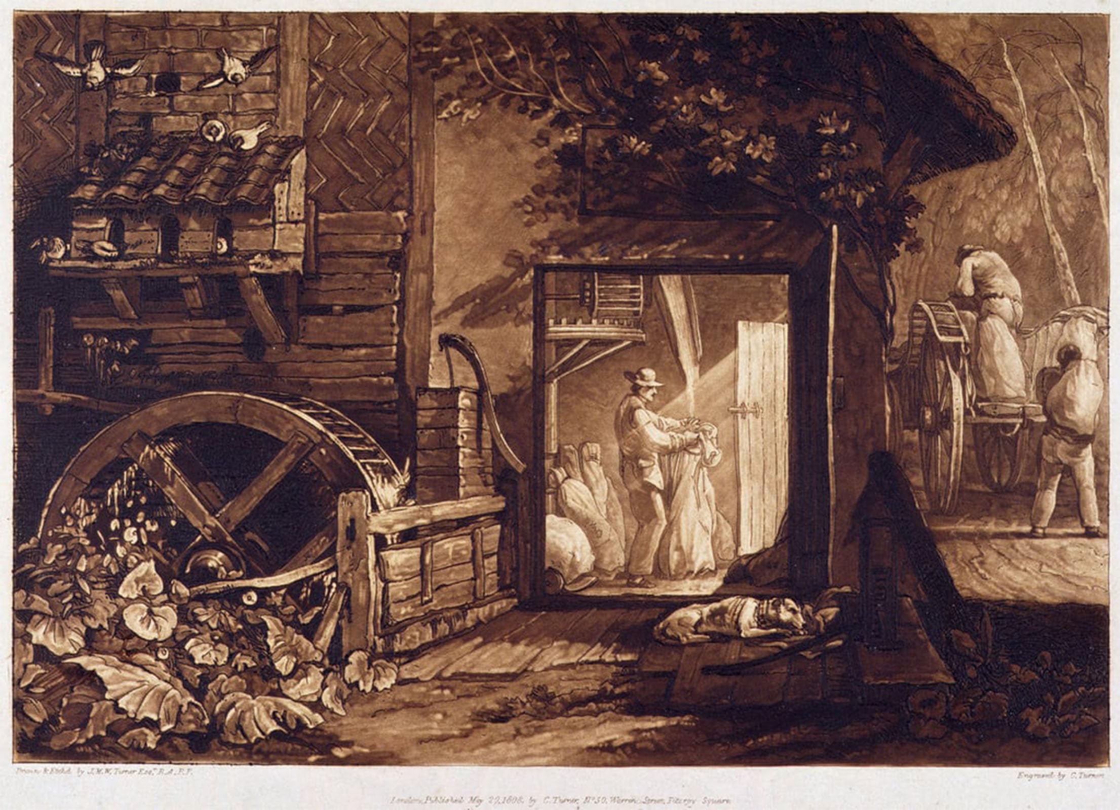 ARTXLXXBN Famous Prints Artwork Pictures Poster Painting Art Pembury Mill Engraved by Mallord William Turner Artwork Landscape Pictures for Home Decor 60x90cm