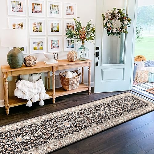 Miniatura 6 de Alfombra lavable de 2 x 10 pies, antideslizante, lavable, impermeable, para pasillo, cocina, sala de estar, dormitorio, baño (negro, 2 x 10)