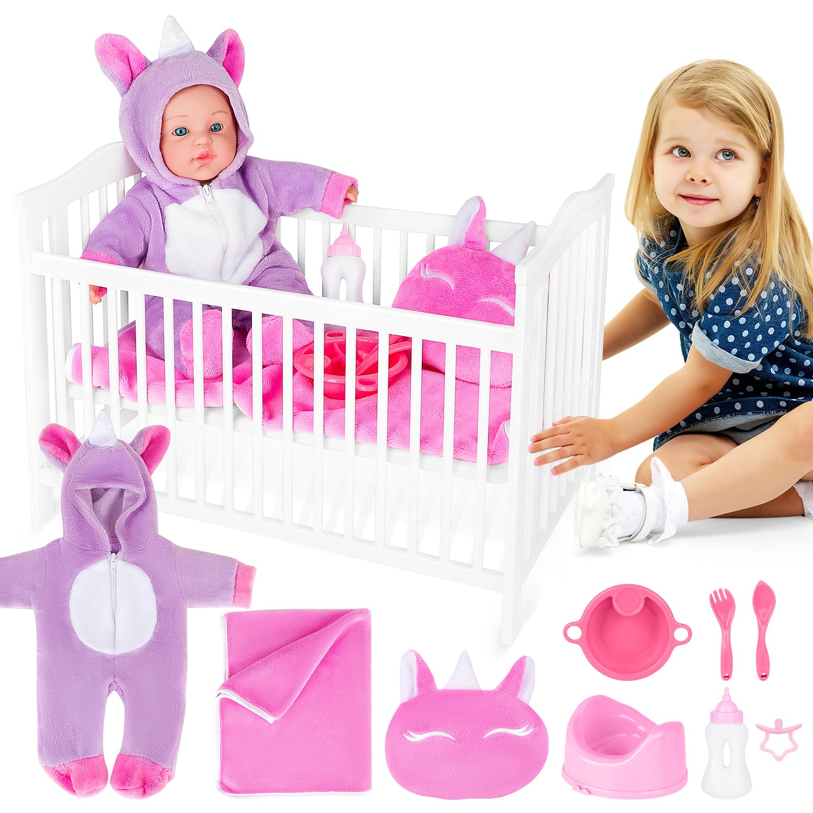 deAO Baby Doll Set with 18