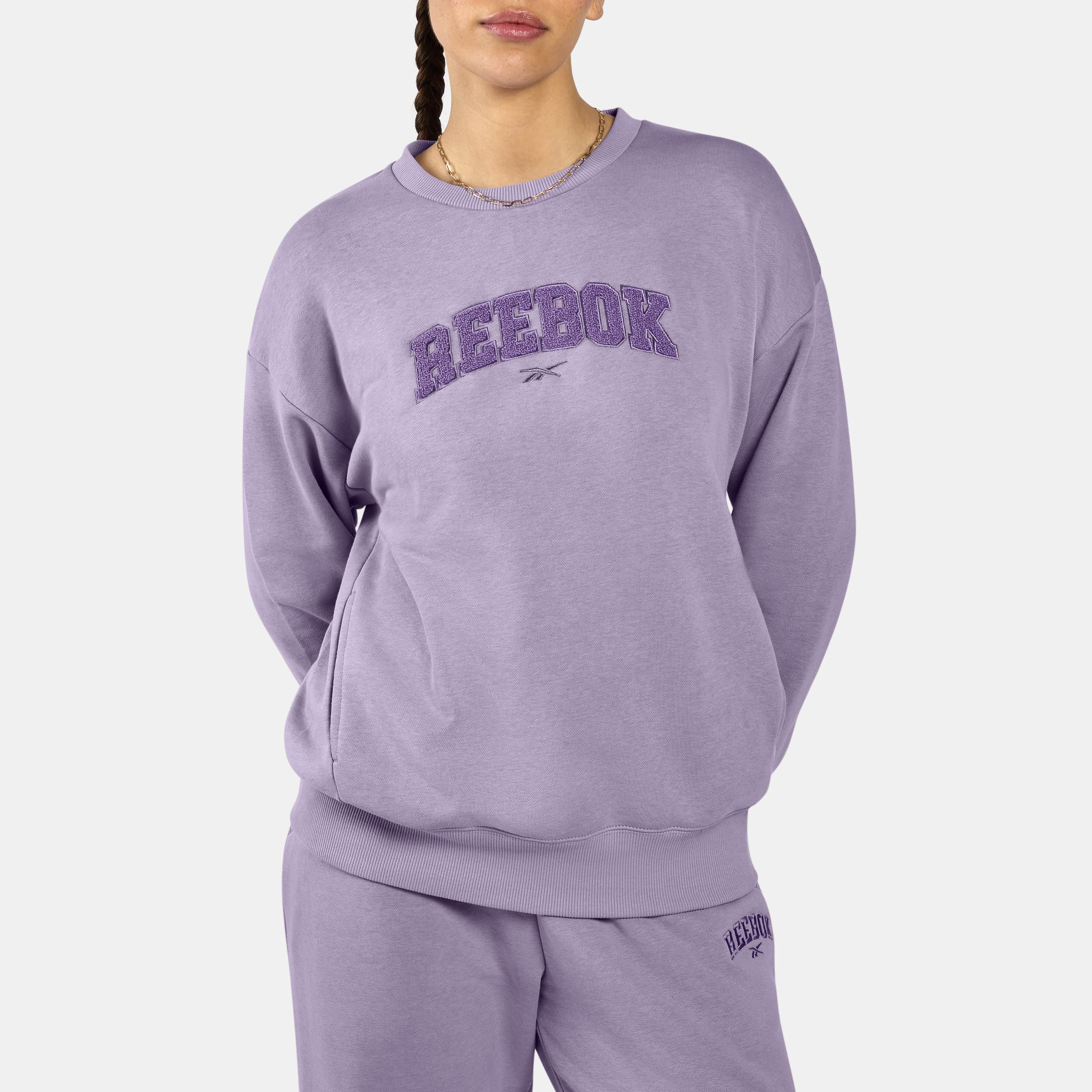 Reebok PREP Chenille Crew Sweatshirt Purple