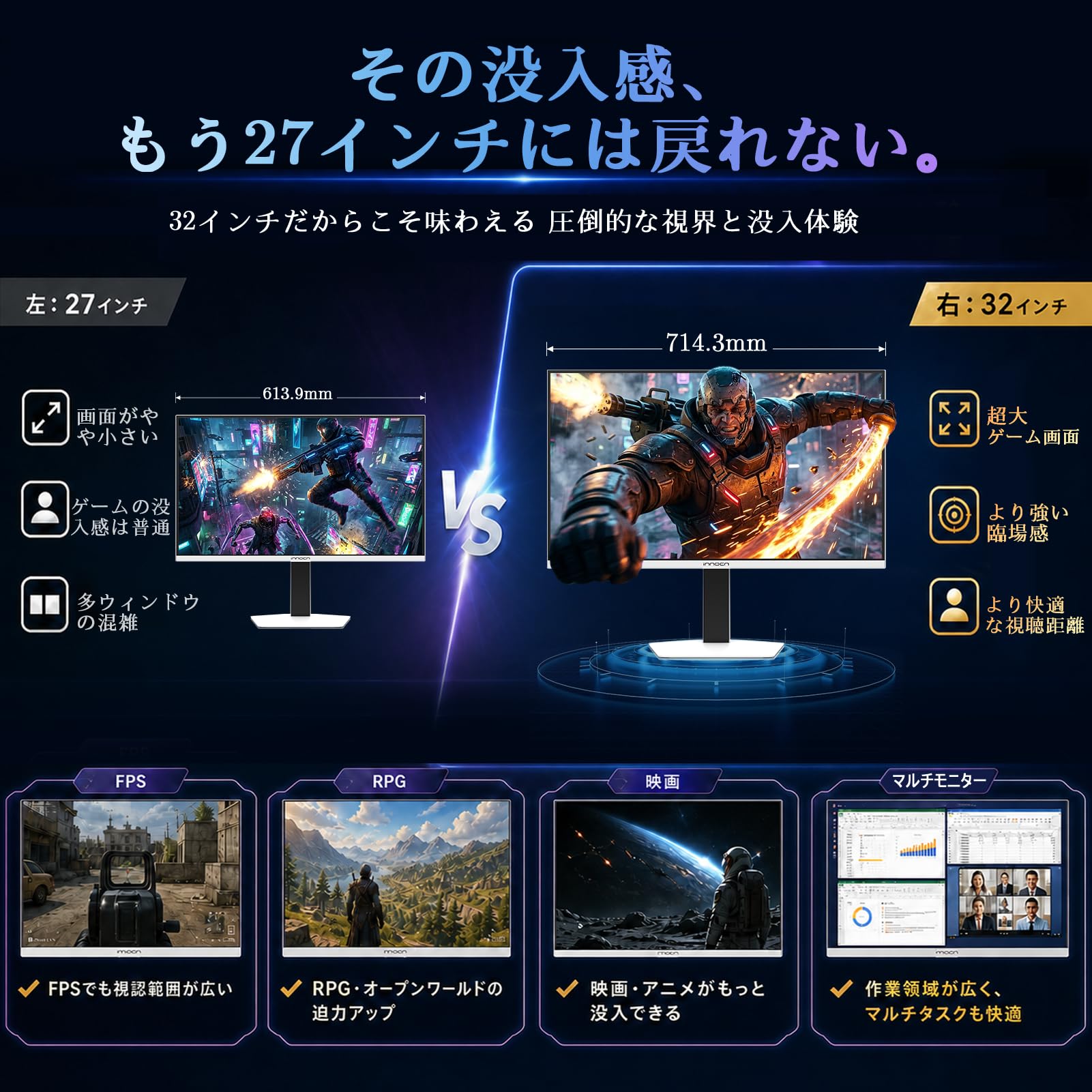 Amazon.co.jp: INNOCN GA32V1M MAX 32インチ 4K ゲーミングモニター QD