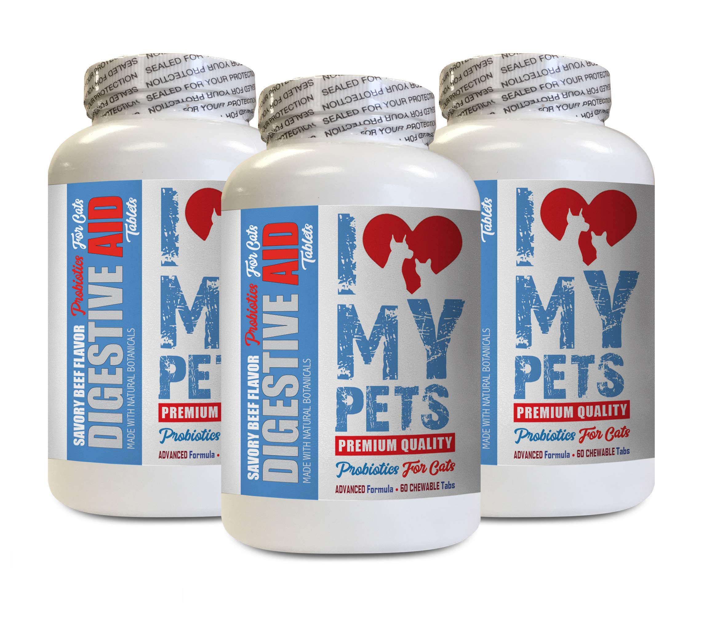 I LOVE MY PETS LLC cat Stomach Relief - CAT Digestive AID - Healthy PROBIOTICS - Chews - cat acidophilus - 180 Treats (3 Bottles)
