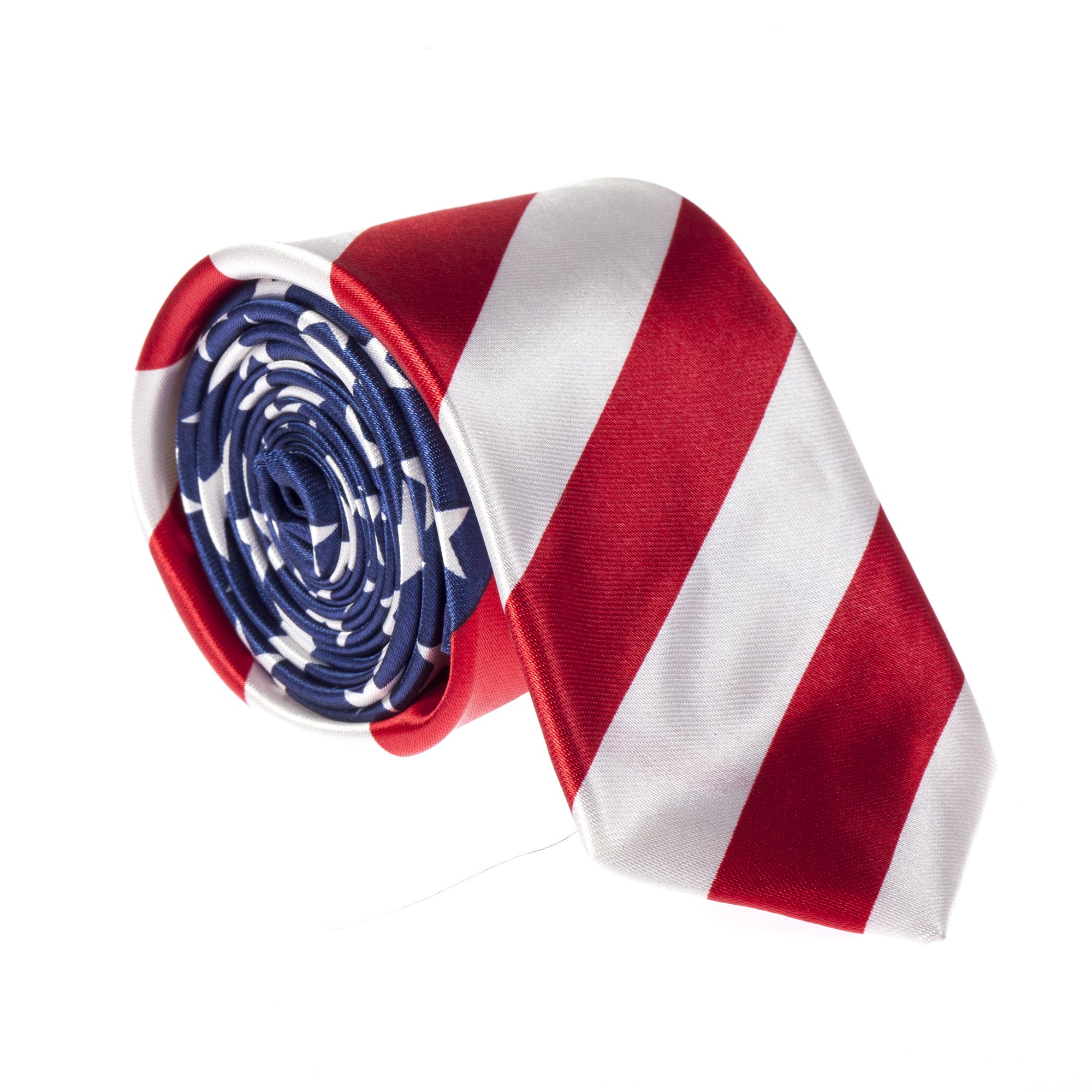 Robelli Men's Usa Flag Novelty Usa America Flag Stars & Stripes Slim Satin Tie