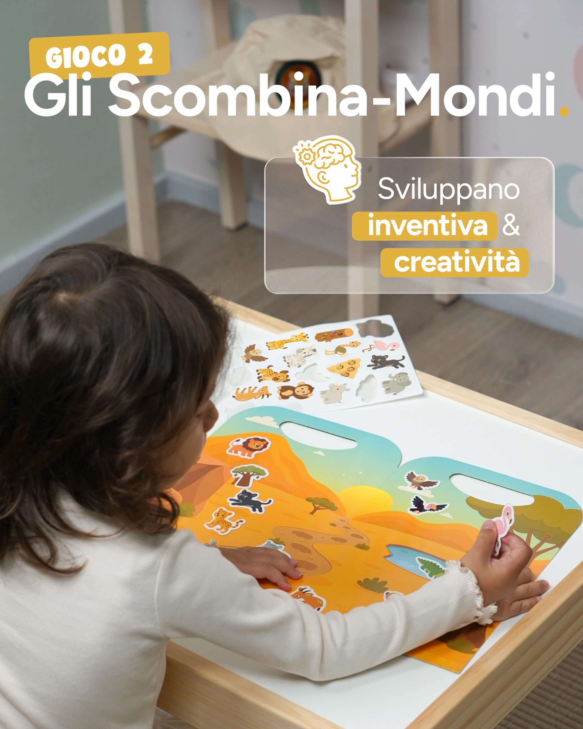 mycustomy - 6 Libri Stickers Bambini Attacca Stacca 1+ BPA Free con 120 Adesivi Riutilizzabili e Lavabili