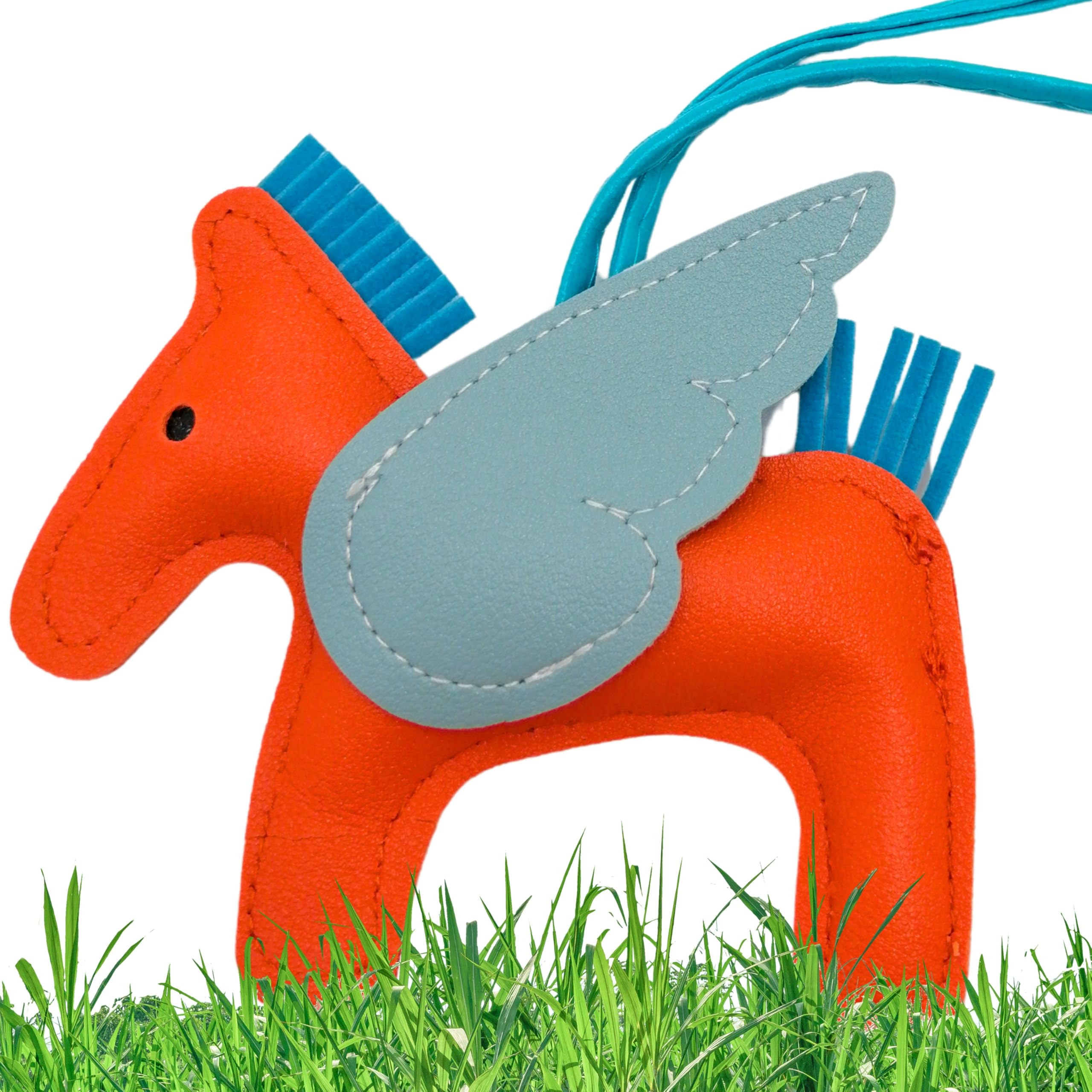 Pegasus Keychain, Horse Keychain, Pony, Animal Keyring, PU Leather Animal Lover Gift for Women Girl Teen