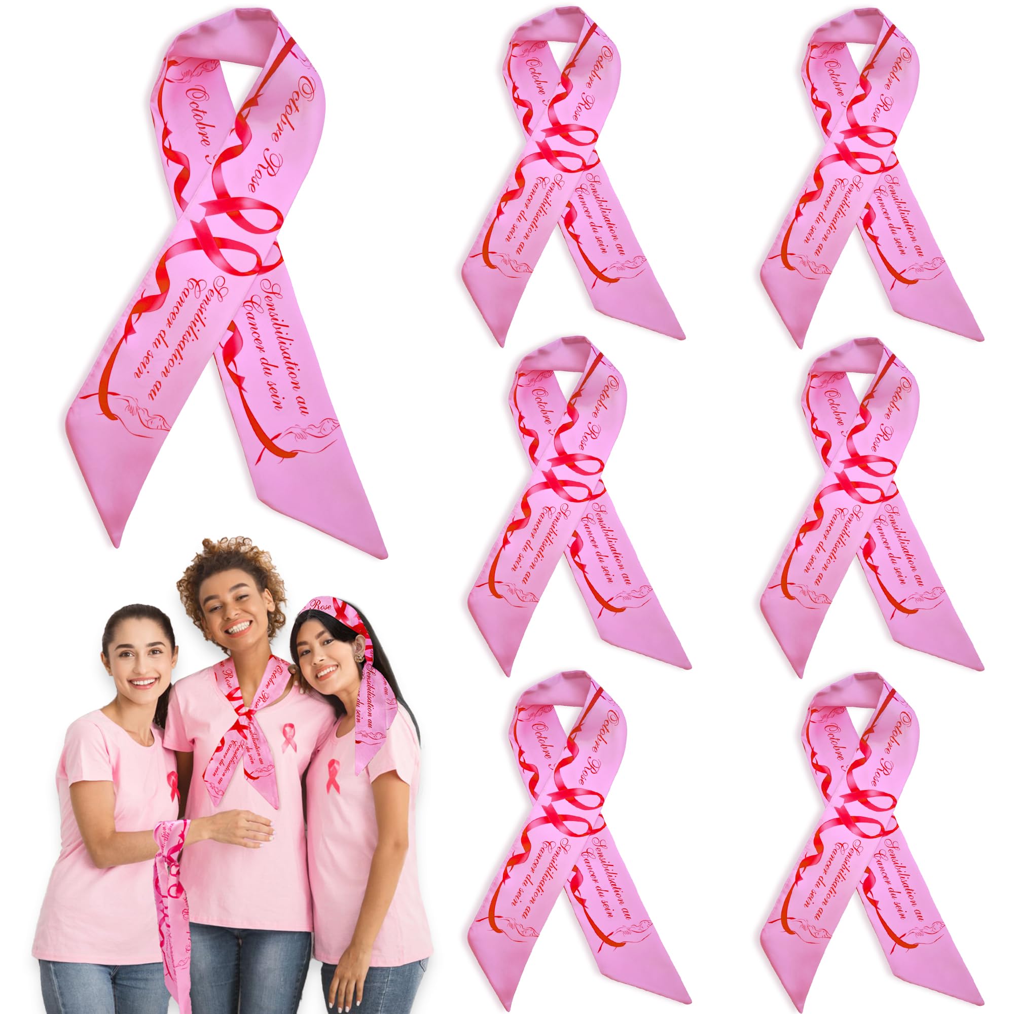 Foulard Octobre Rose YBwanli - Ensemble de 7 Bandanas Élégants