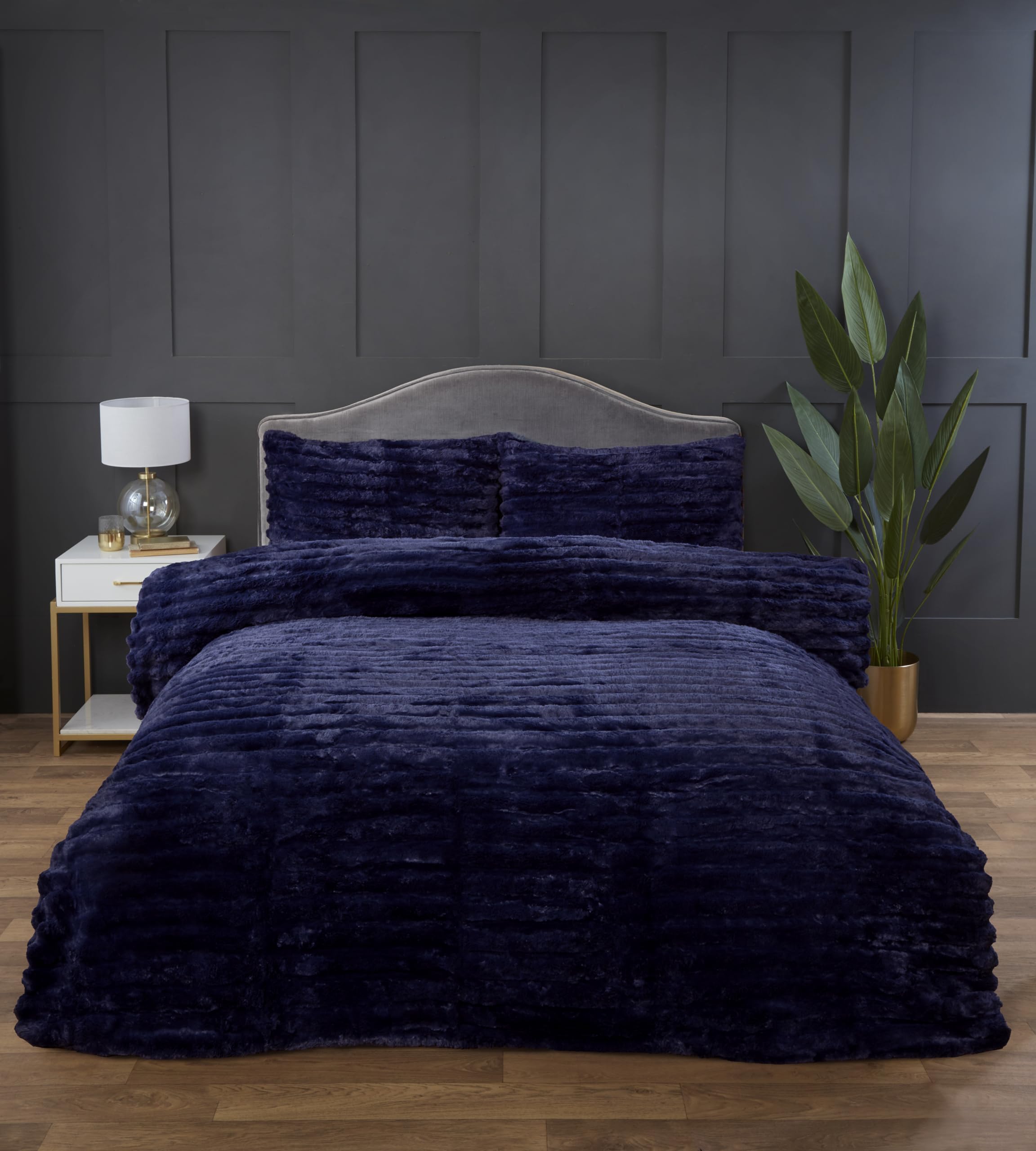 Rackhams Blue Rabbit Fur Midnight Duvet Cover Set - Single