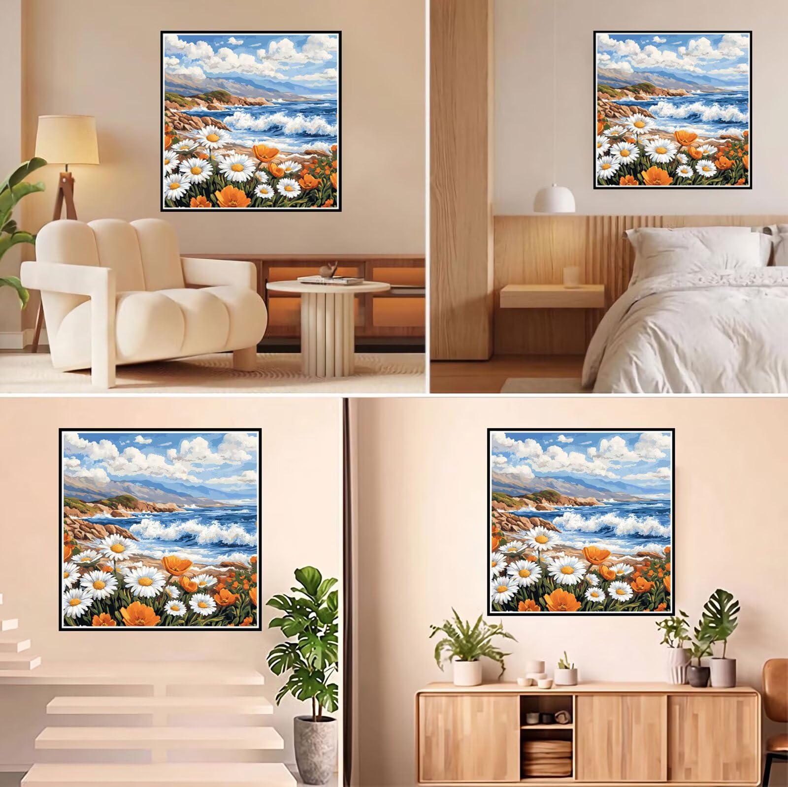 Diamond Painting Adulti, Fiore Diamond Painting Kit Completo, 5D Pittura Diamante Bambini Attività Manuale Creativa e Idea Regalo, Diamantini Crystal Art Tela Fai Da Te Kit 70x70cm Spiaggia FX#604