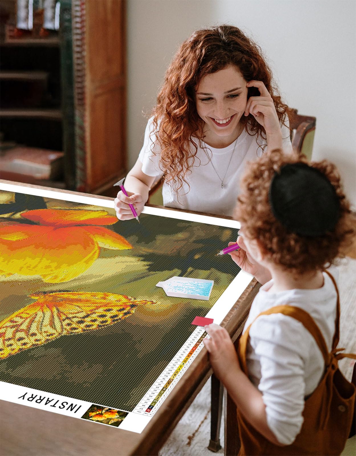 Instarry 5D Diamond Painting Kit Completo La Farfalla e il Fiore Decorazione Quadro Moderno 90x60 cm