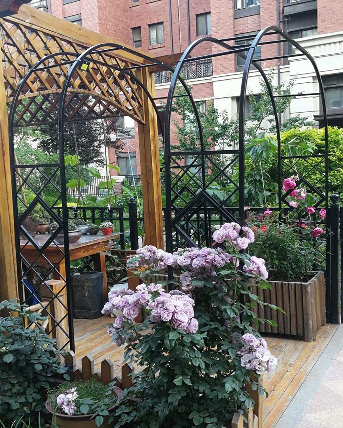 Pergola ogrodowa z metalu, łuk różany, pergola, do ogrodu, na trawnik, podwórko, taras, wesele, czarny - 180 cm
