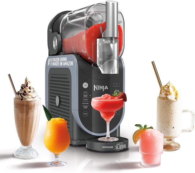 Ninja SLUSHi con tecnología RapidChill, máquina de bebidas congeladas y granizados de 88 oz, 5 programas preestablecidos, margaritas, frappés y más, acentos premium, negro, FS301 | No Ice Needed, 5 Preset programs, Rapid Chill Technology, 7+ Servings, 88-Oz Easy-Fill Vessel, Dishwasher Safe Parts