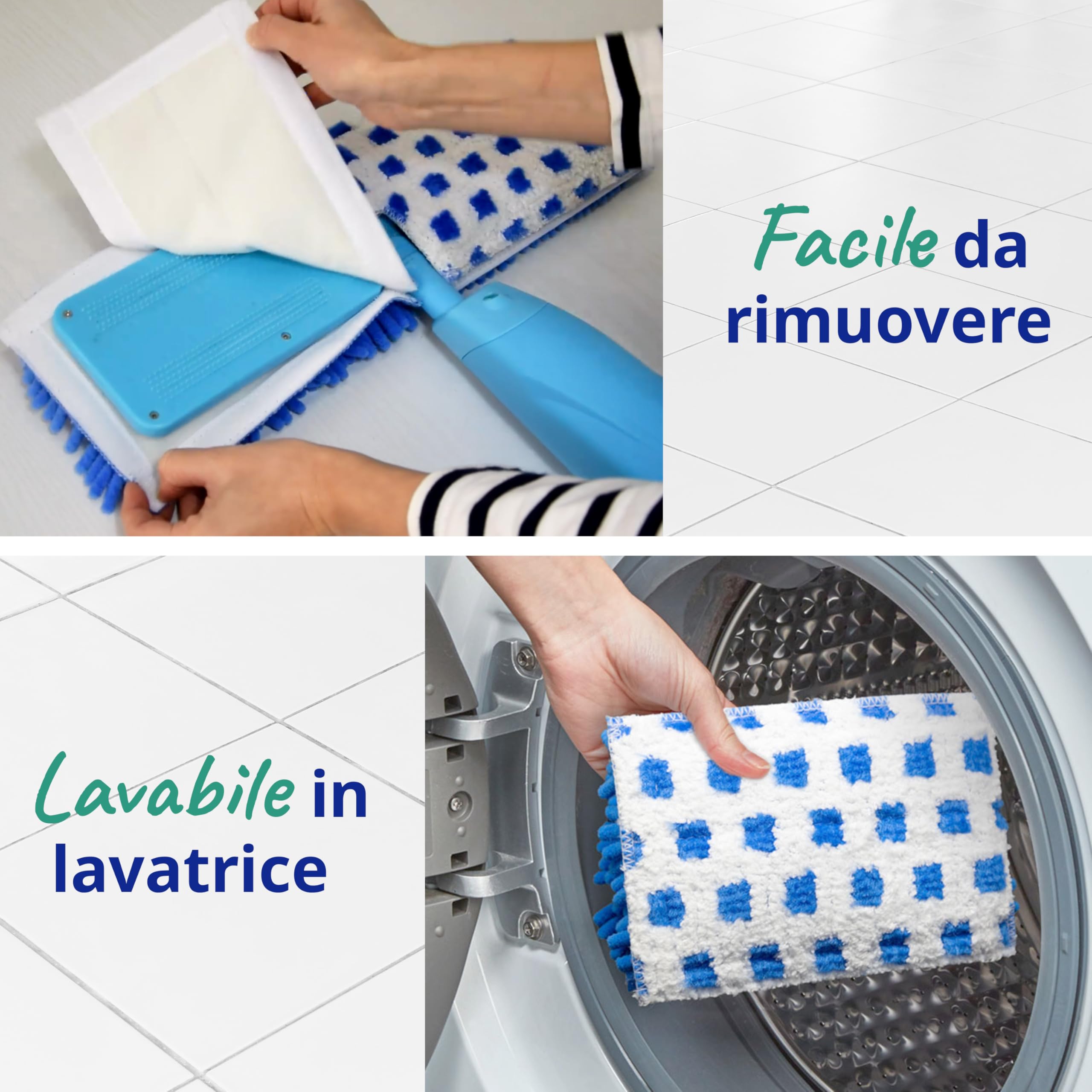 Spontex Quick Spray Duo Fiocco piatto spray con ricambi in microfibra lavabili | Pulisce pavimenti in laminato, legno e piastrelle | Reversibile No-Touch