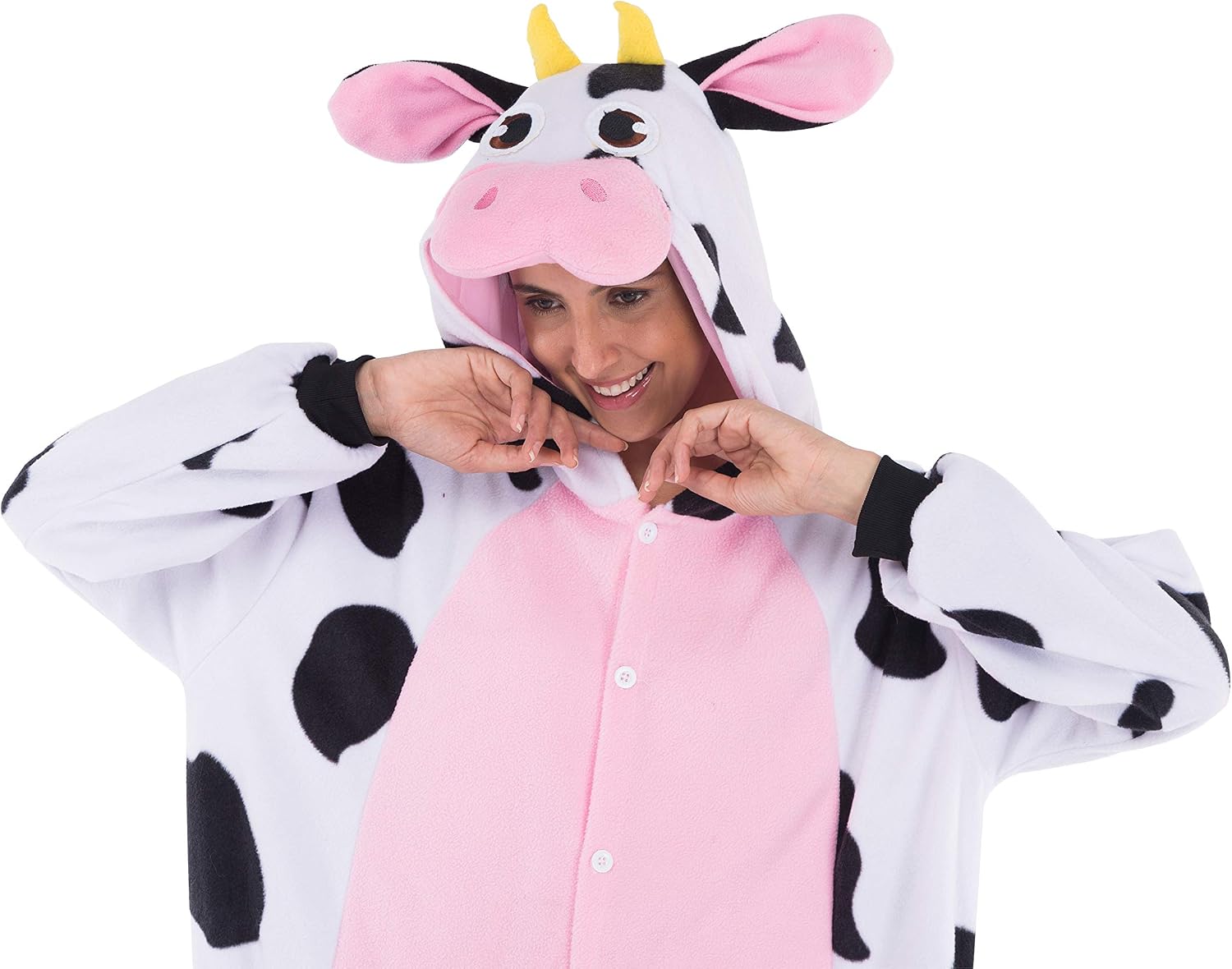 Spooktacular Creations Halloween Cow Costume, Adult Unisex Cow Costume, Animal Hooded Jumpsuit for Halloween Cosplay Party
