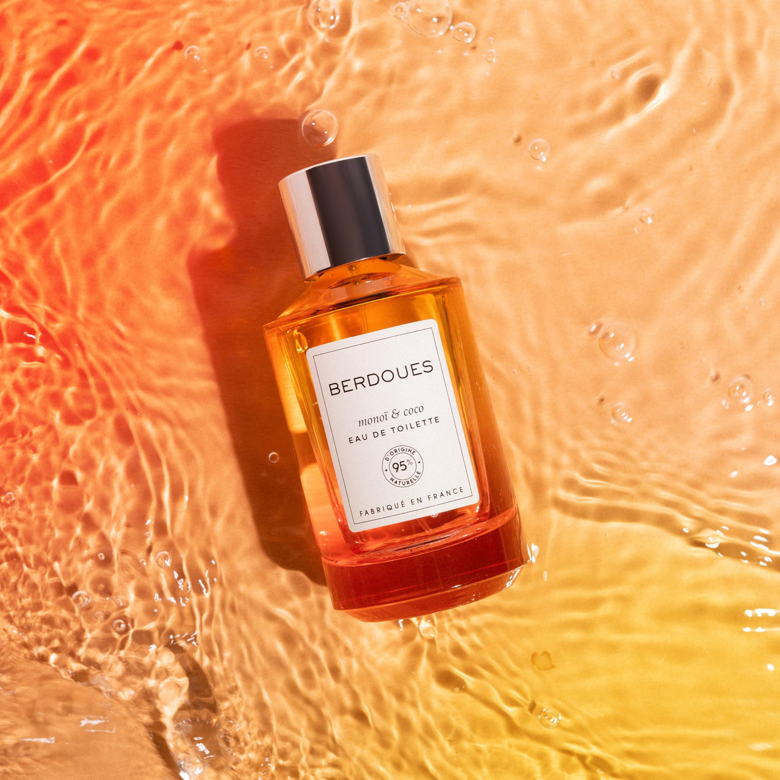 BERDOUES Monoi i Coco Woda toaletowa, Zmysłowa i słoneczna, Made in France, wegańska, bez barwników, perfumy damskie, Coco, Cytryna i Brus, butelka, 100 ml