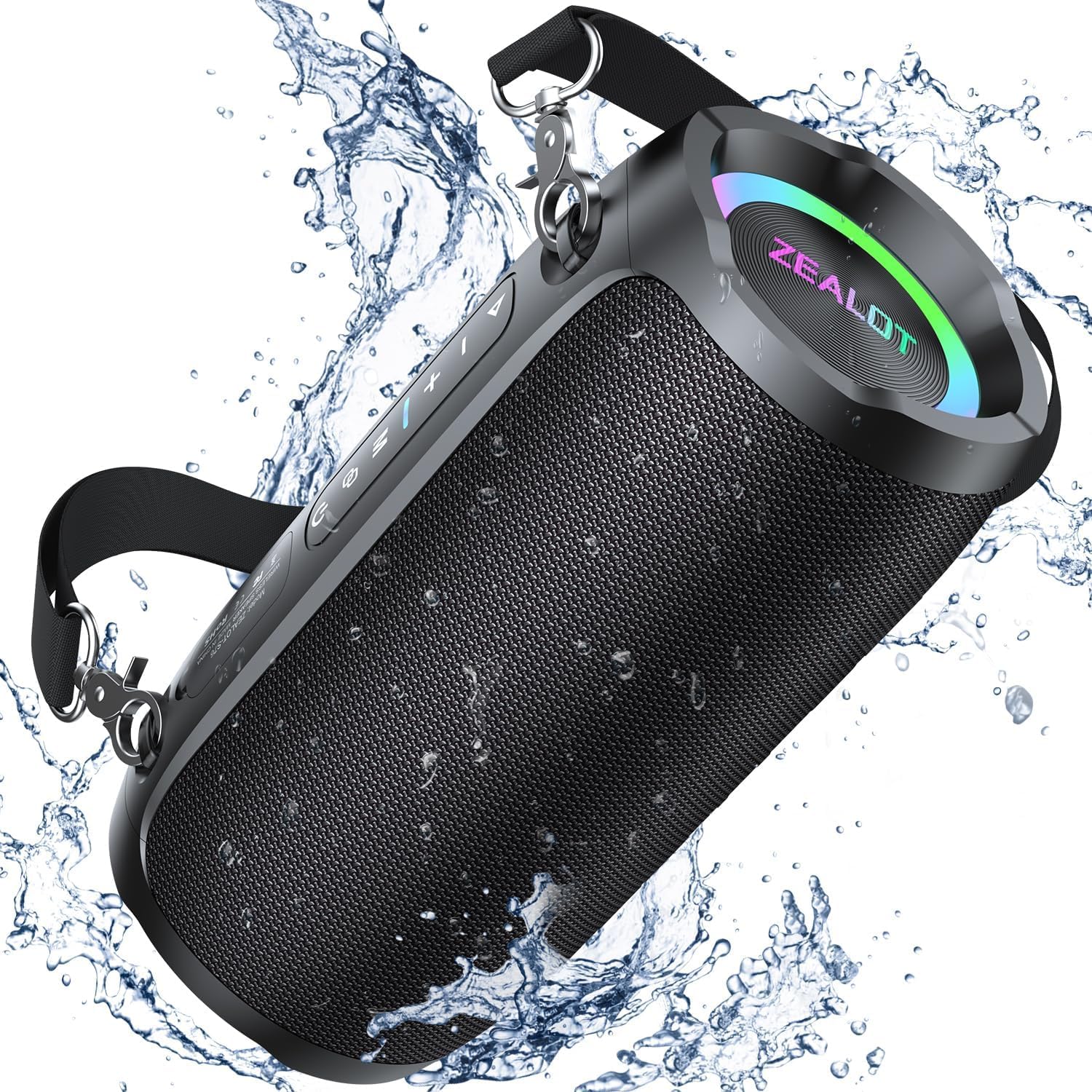 ZEALOT Bluetooth Lautsprecher 60W(70W Peak) mit Licht,Tragbarer Musikbox mit USB/Micro SD-Karte/AUX,Bluetooth 5.3,IPX6 wasserdicht,Dual Pairing,Loud Stereo Sound für Phone,Draußen Strand