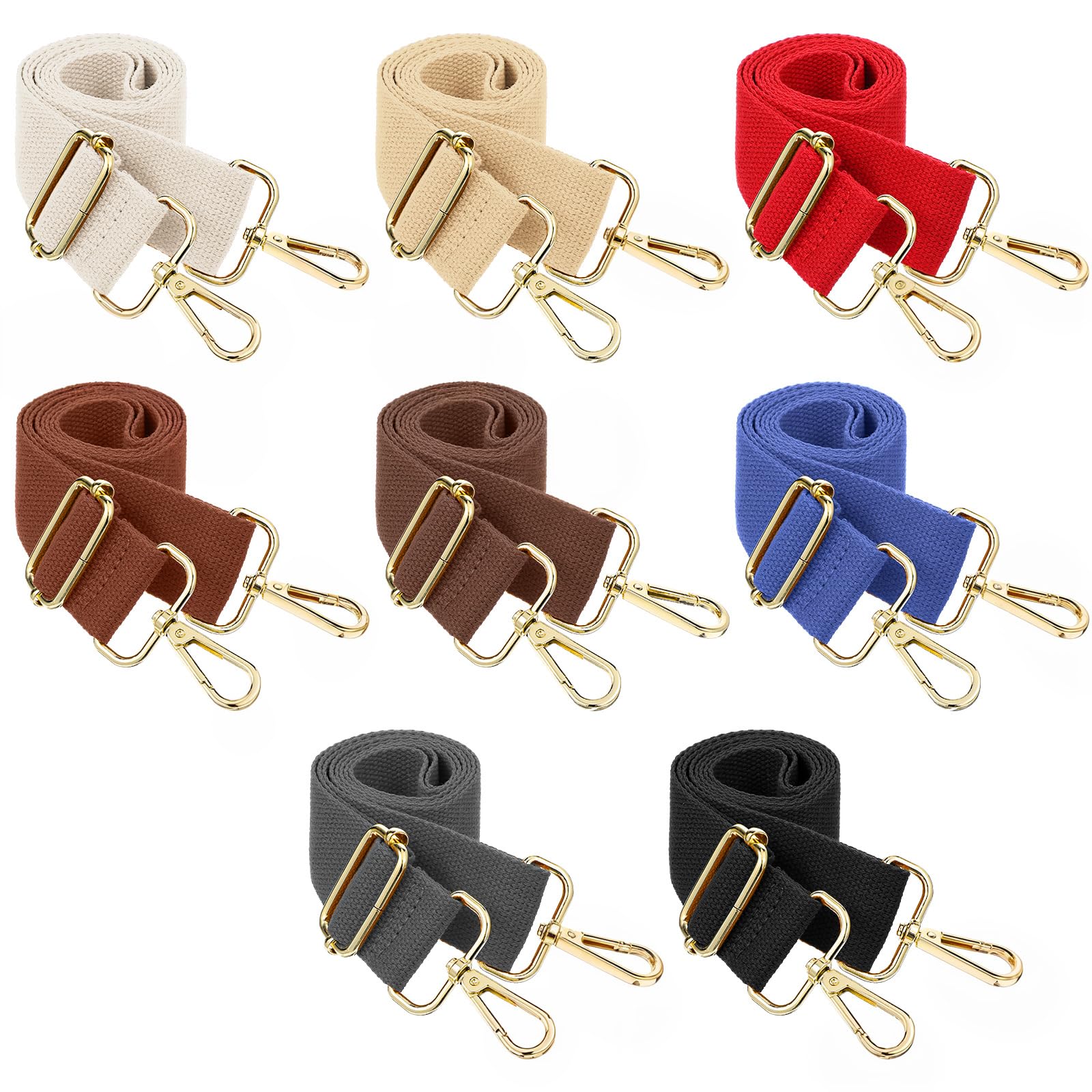 cobee 8 Pcs Wide Purse Straps Replacement, Solid Color Crossbody Bag Straps Set Adjustable Shoulder Handbag Strap for Women