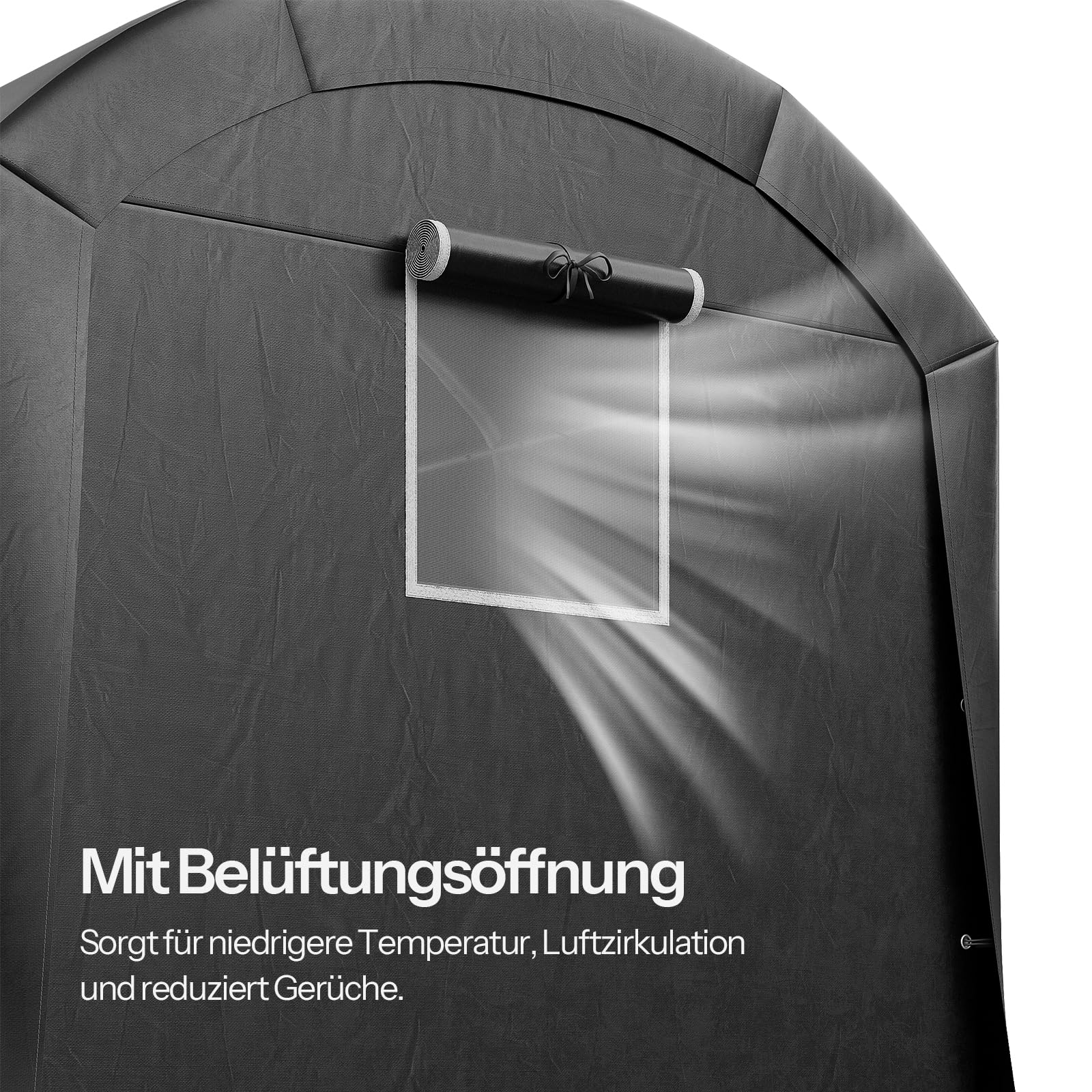 LARMNEE Fahrradunterstand, Gerätehaus, Garagenzelt, 182 x 120 x 165 cm Fahrradgarage, Carport Lagerzelt Gerätezelt für Gartengeräte Fahrräder, für Garage, Garten, Abstellraum, Schwarz EBK02ZX02