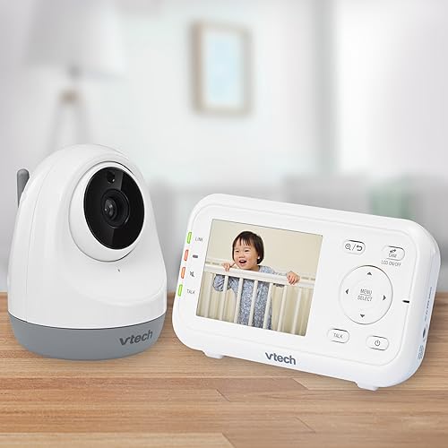 Miniatura 11 de VTech Monitor de bebé de video digital de 2.8 pulgadas con cámara panorámica e inclinable, visión nocturna a todo color y automática, color blanco