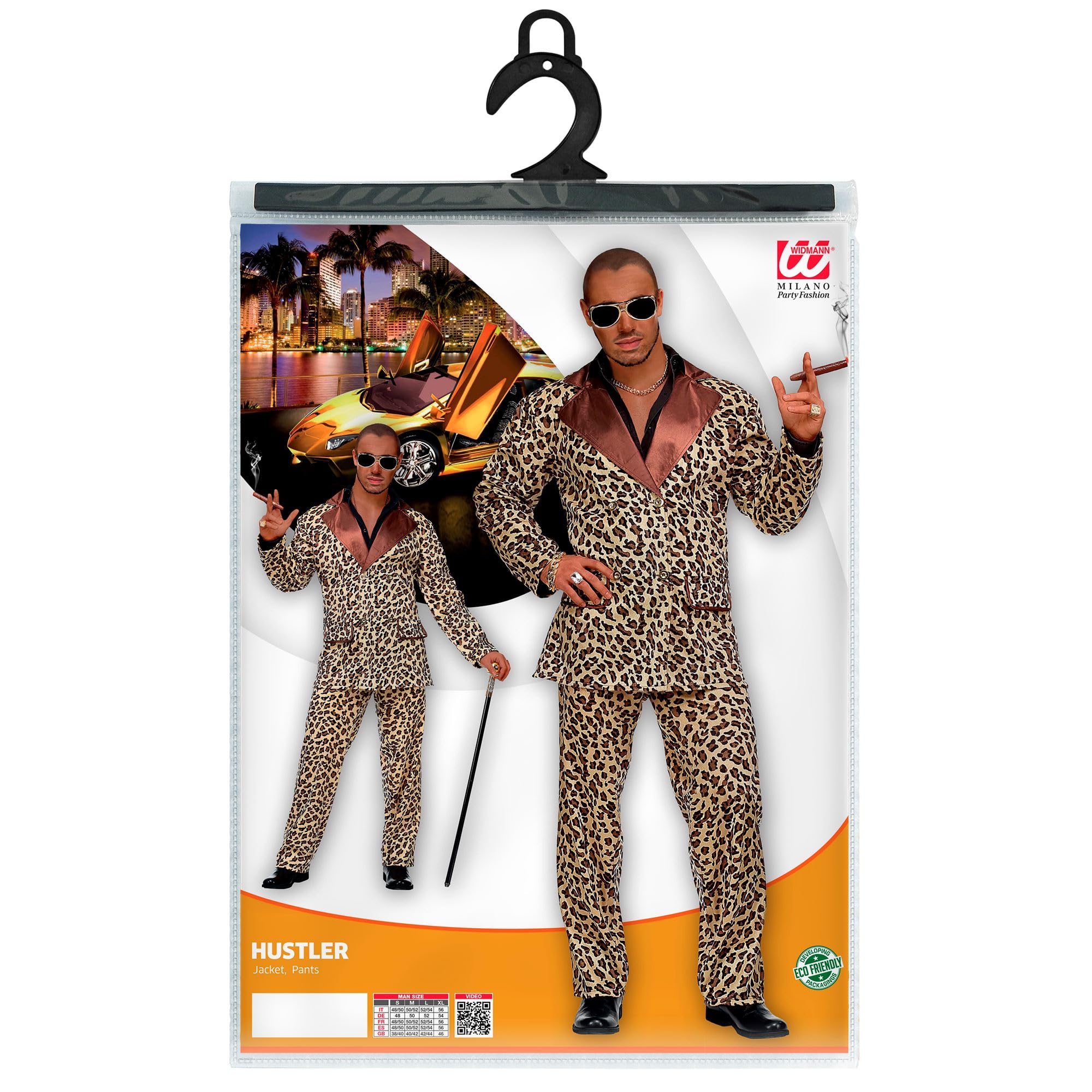 W WIDMANN MILANO Party Fashion - Costume da milionario | Con motivo leopardato, Completo con giacca e pantaloni in stile Hustler per il Carnevale, feste a tema