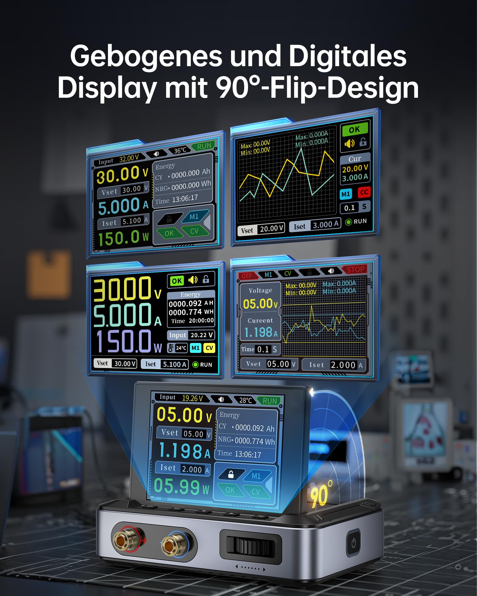 FNIRSI DPS-150 DC Netzteil Variabel, 30V 5A Einstellbares DC CNC Netzteil mit 4-stelligem IPS Display, <20mV Power Ripple, PD/QC/DC Eingang, PC Programmierbares Schaltnetzteil (KEIN Netzadapter)