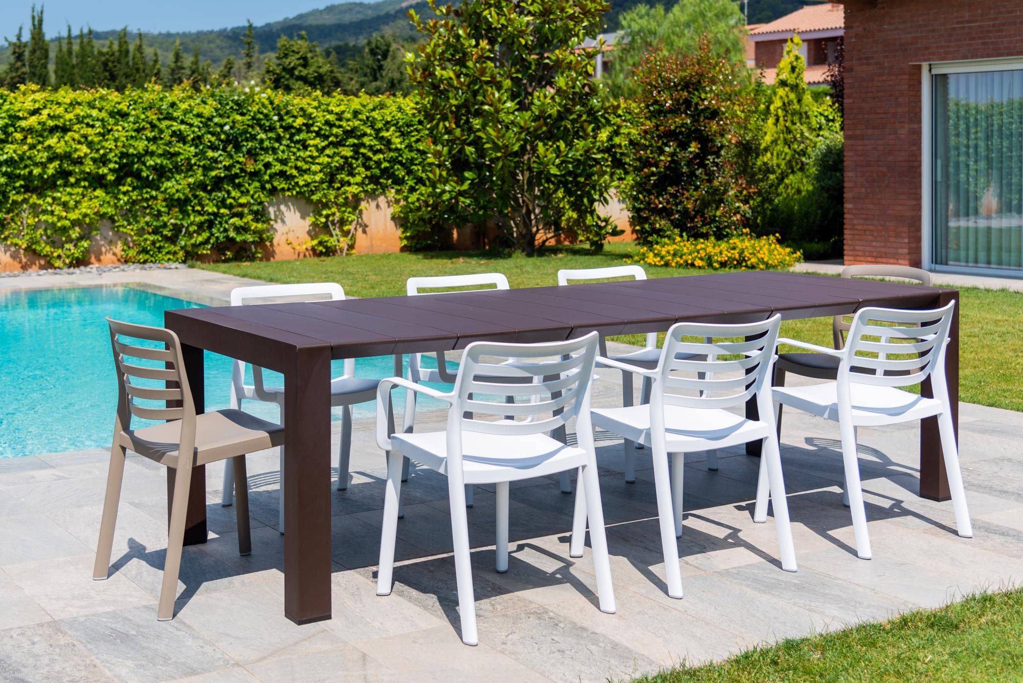 GARBAR Wind Set 2 Silla con Brazos Interior, Exterior | jardín, terraza, balcón, Salon, Cocina, Comedor | diseño, Ligero, apilable | Arena