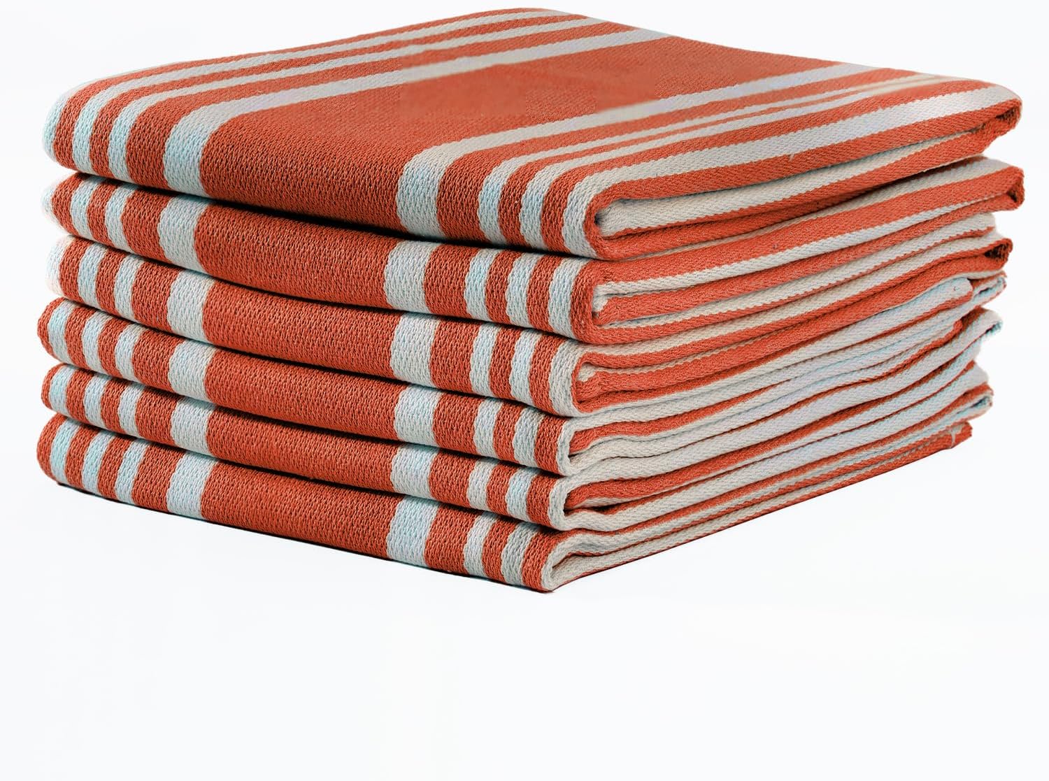 TEXAS LINEN CO. American Stripe Kitchen Towels 100% Cotton Pack of 6, Highly Absorbent Quick Drying, Soft Dish Towels 20x30 Inch for Kitchen w Hanging Loop, Hand & Tea Towel - Orange & White Striped - Image 7