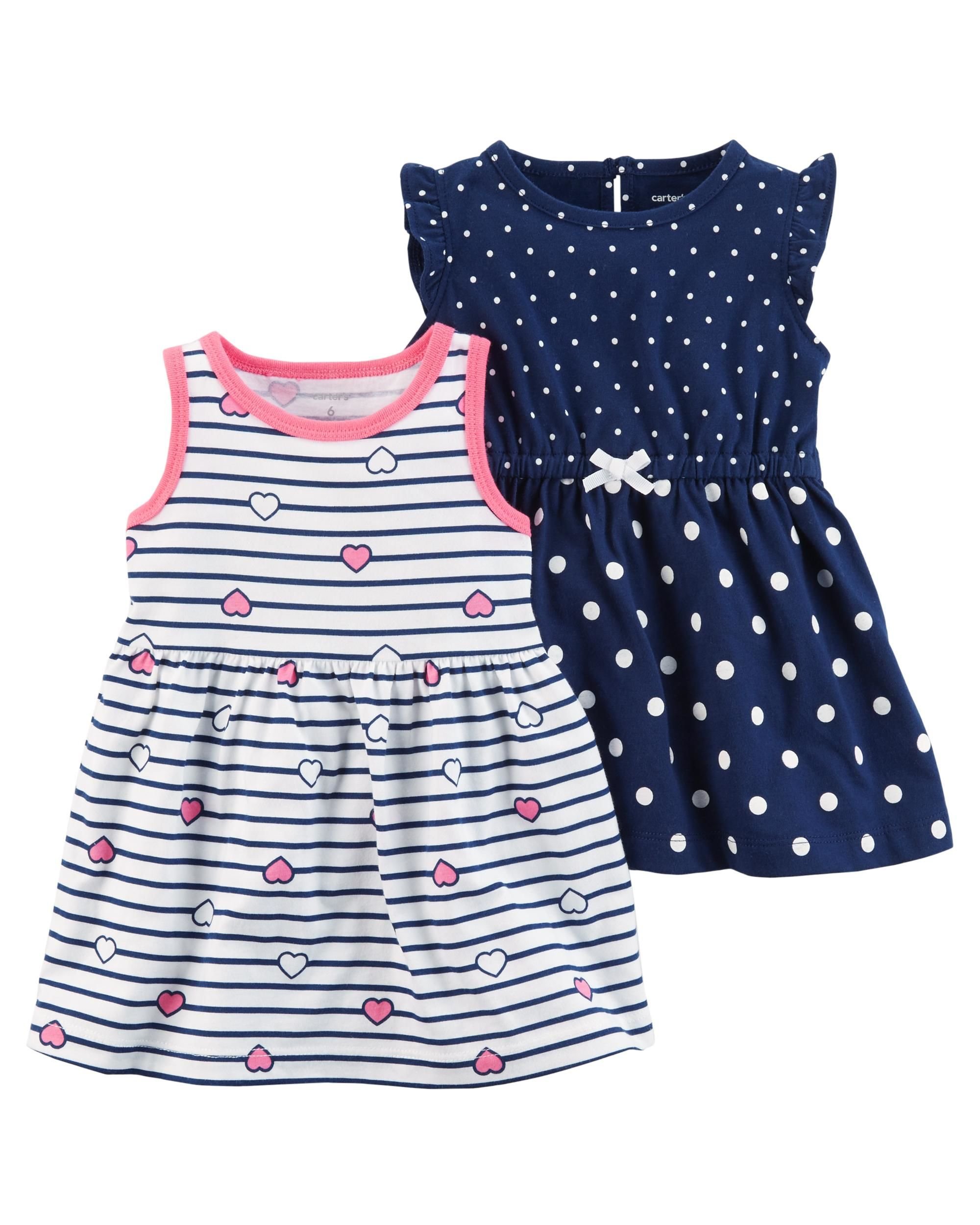 Carter's Baby Girls' 2 PK 121h237 (Newborn, Navy/Stripe)