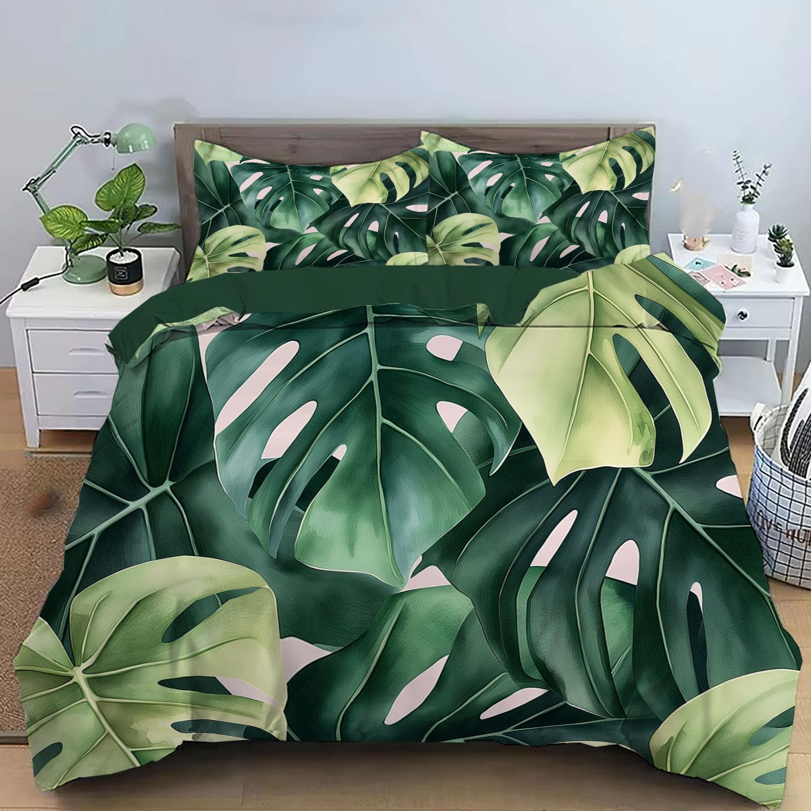 Housse de couette 200x200cm lavable sans repassage pour lit deux personnes